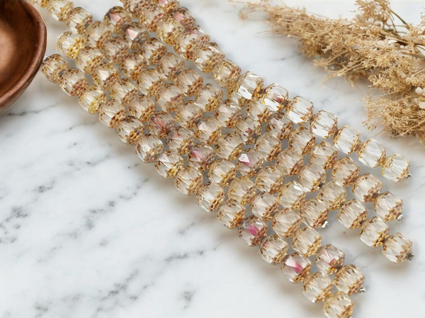 *15* 8mm Crystal Picasso Fire Polished Cathedral Beads