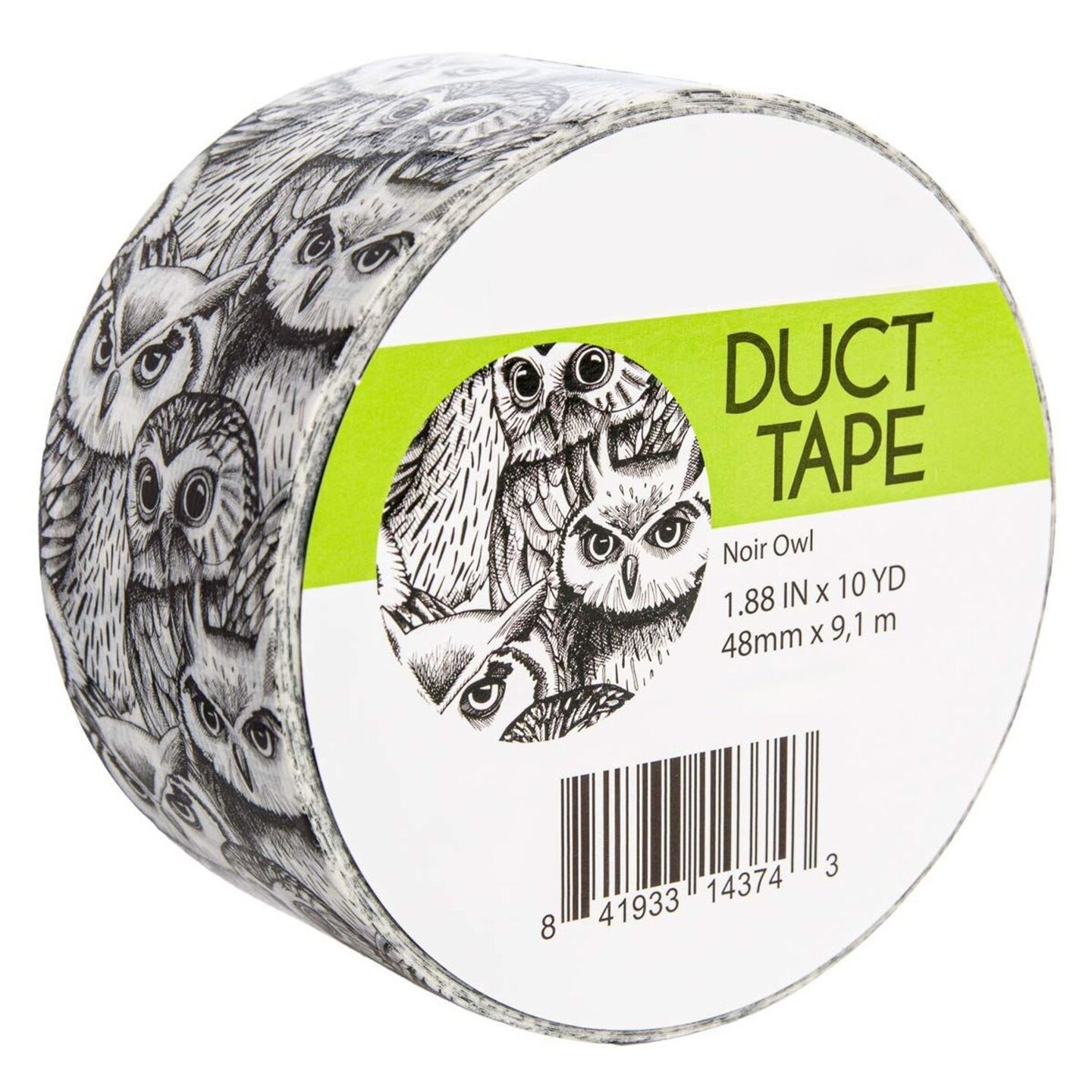 Simply Genius Pattern Duct Tape Heavy Duty, 1.8 In x 10 Yards - Noir Owl, Colorful Duct Tape with Printed Designs for Crafts, DIY, and Home Use