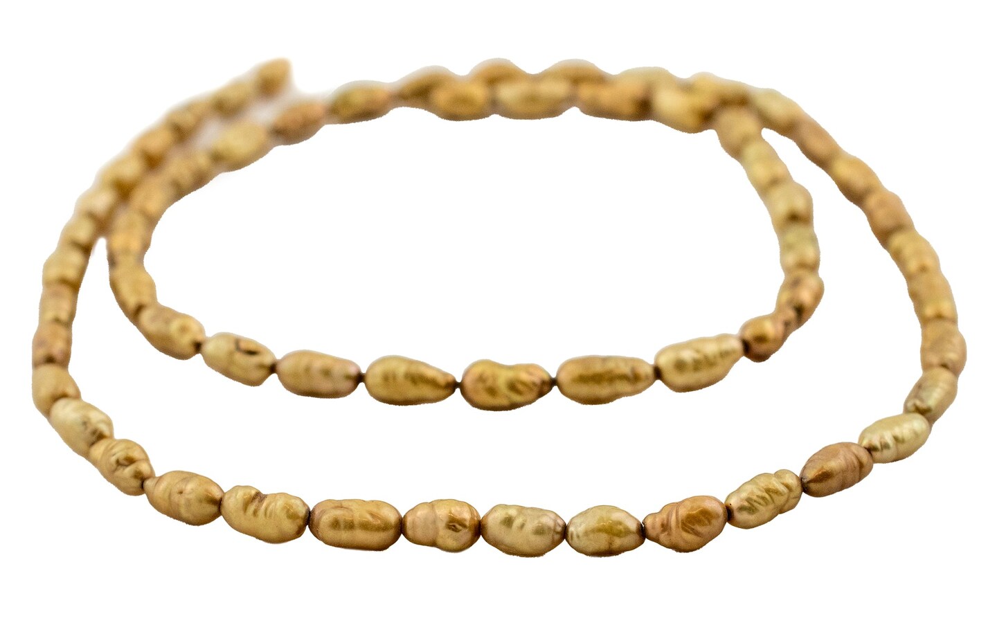 The Bead Chest Japanese Rice Pearl Beads: Vintage Golden Green 4mm Elegance | Full Strand