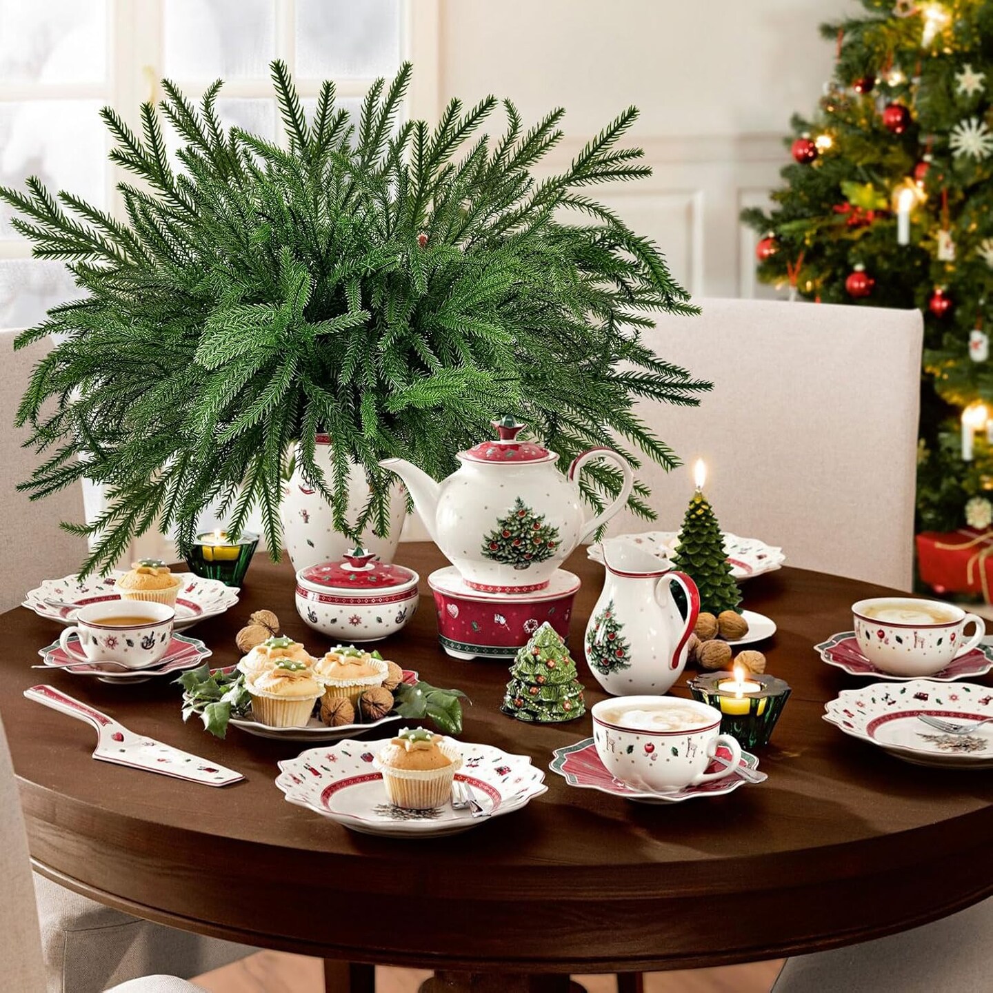 12 Pcs Christmas Norfolk Pine Branches (Green) 17&#x22;D x 22&#x22;W x 14&#x22;H