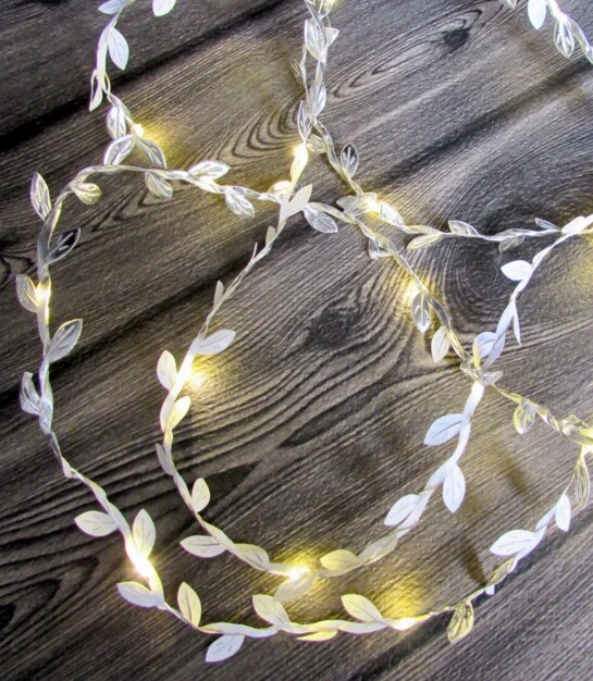 Whimsical Plant Leaf Fairy Lights — 20 LED Vine String, Battery Operated