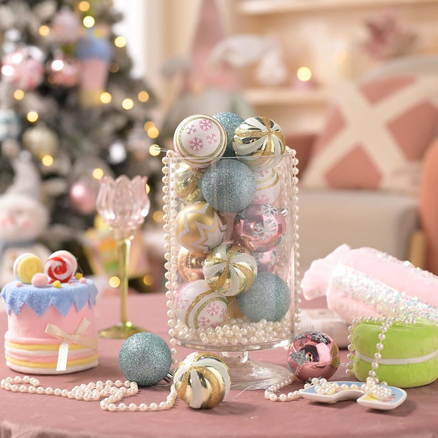 30ct Colorful Macaron Pastel Shatterproof Christmas Ball Ornaments Set