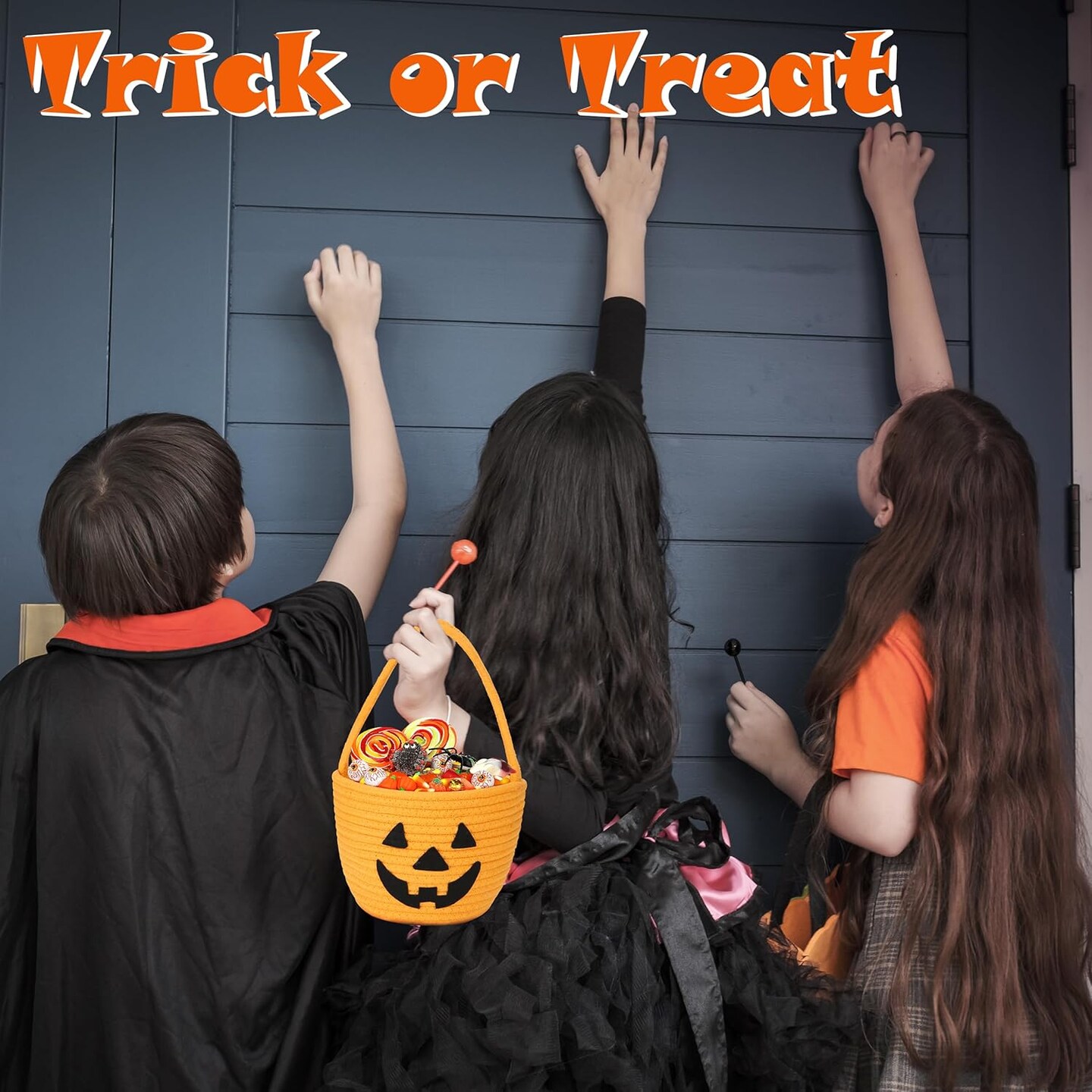 Halloween Small Pumpkin Bucket for Candy (Orange) - 8"D x 8"W x 6"H