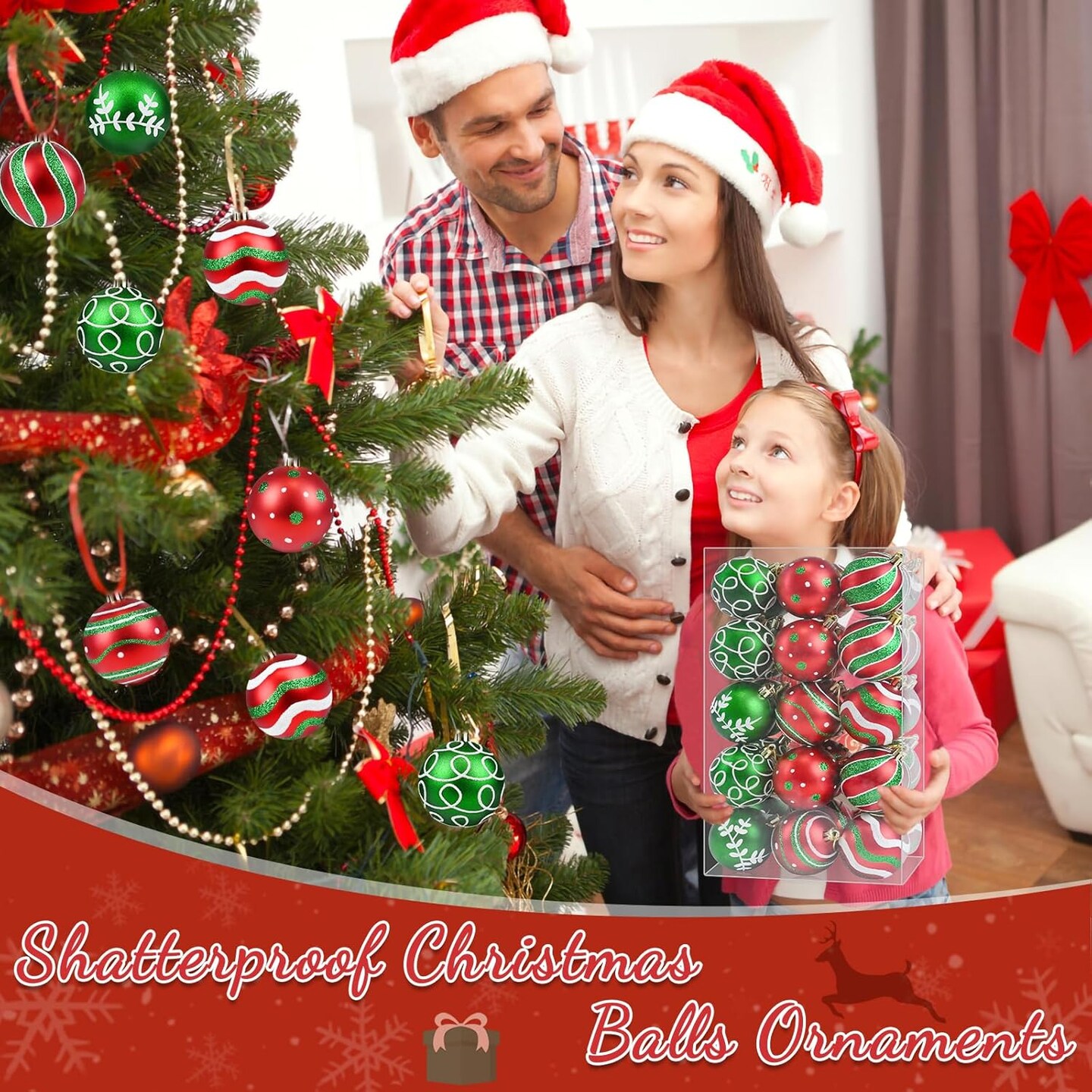 30 Pcs 2.4 Inch Shatterproof Plastic Christmas Balls Sets