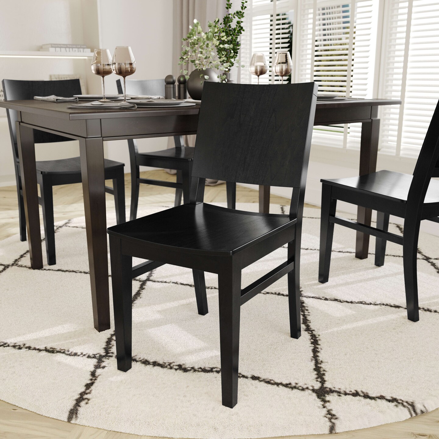 Emma and Oliver Spencer Dining Chair with Curved Backrest and Solid Wood Construction