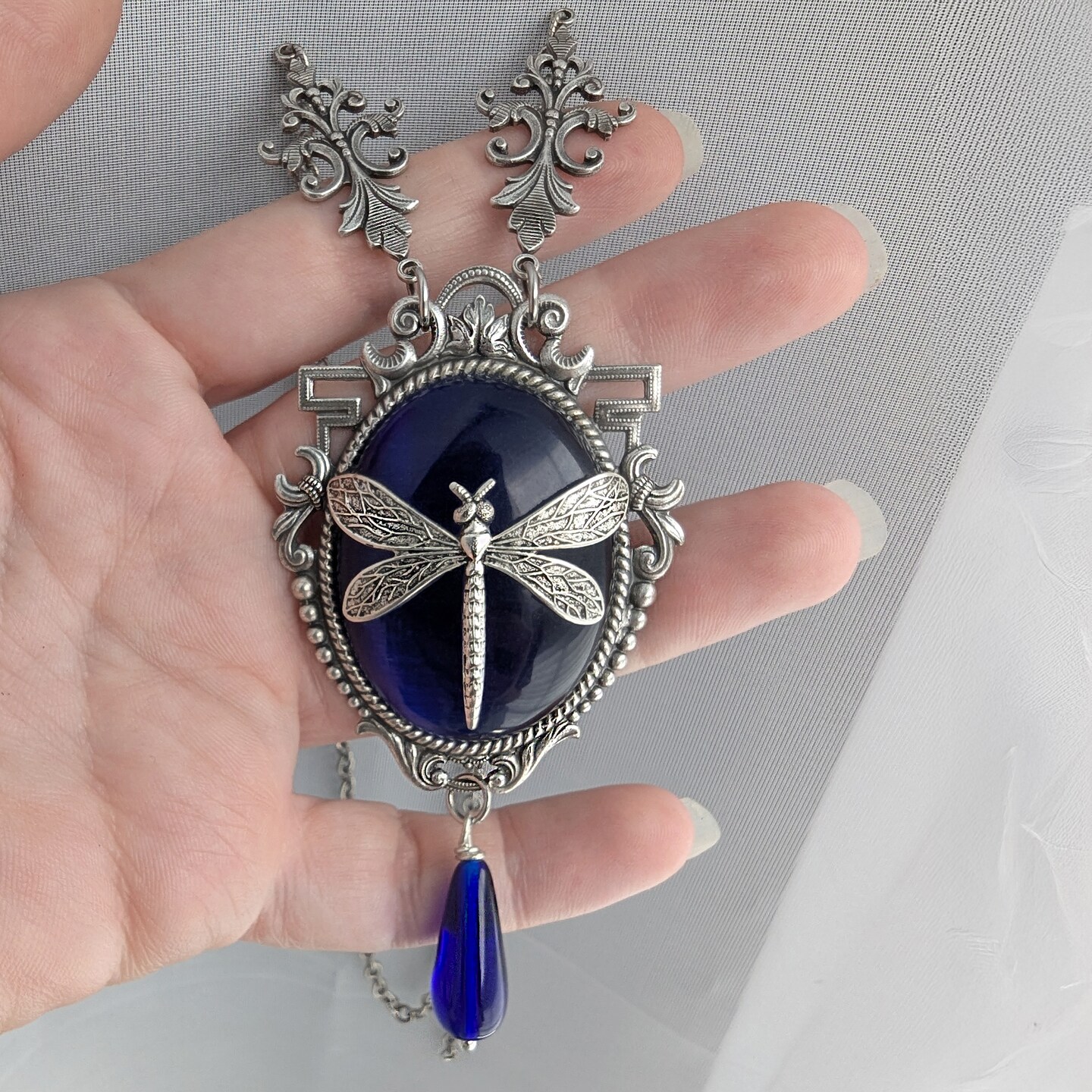 Sterling Silver Fairy Crescent Moon Pendant Necklace made with