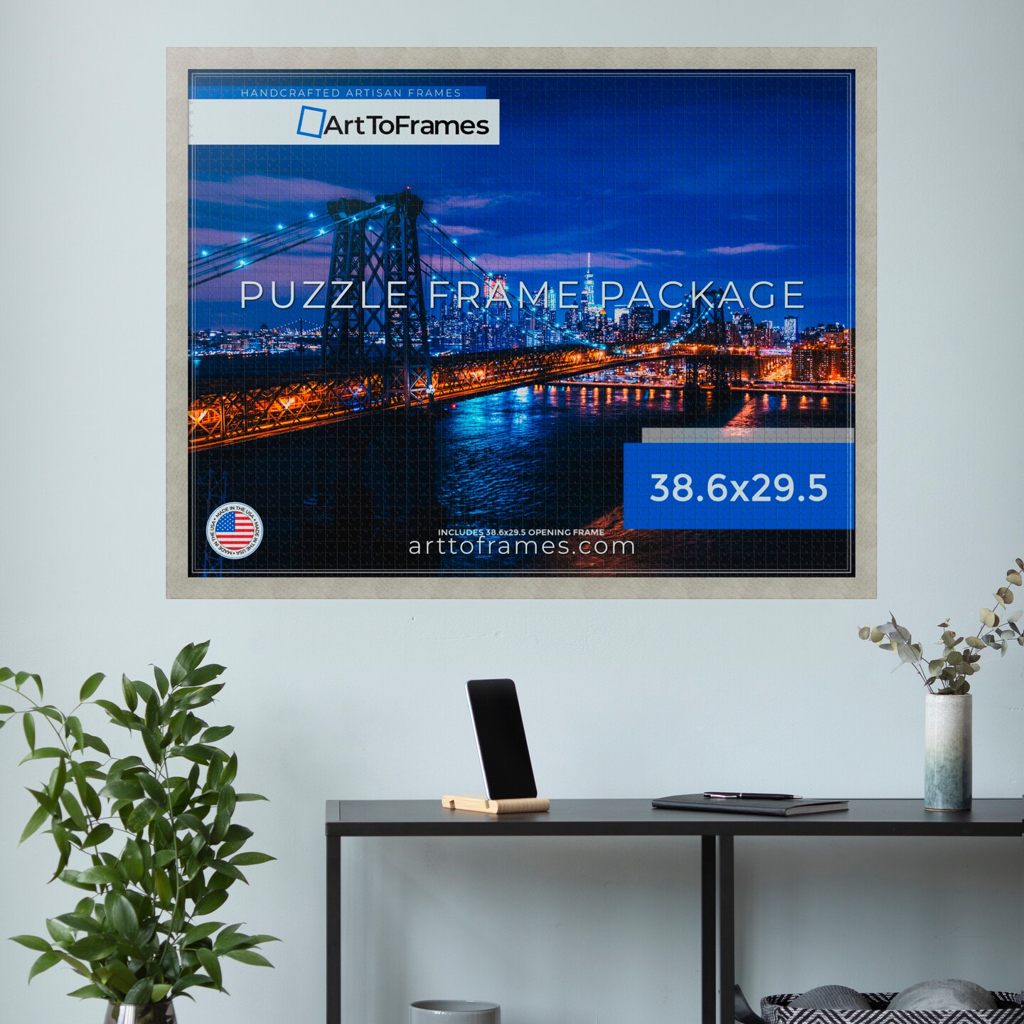 ArtToFrames 38.6x29.5 INCH / 98x75 CM Puzzle Frame for 2000 piece Puzzles.This 1.25 Inch Custom MDF Frame for Puzzles Comes with Economy Acrylic, Available in Multiple Colors