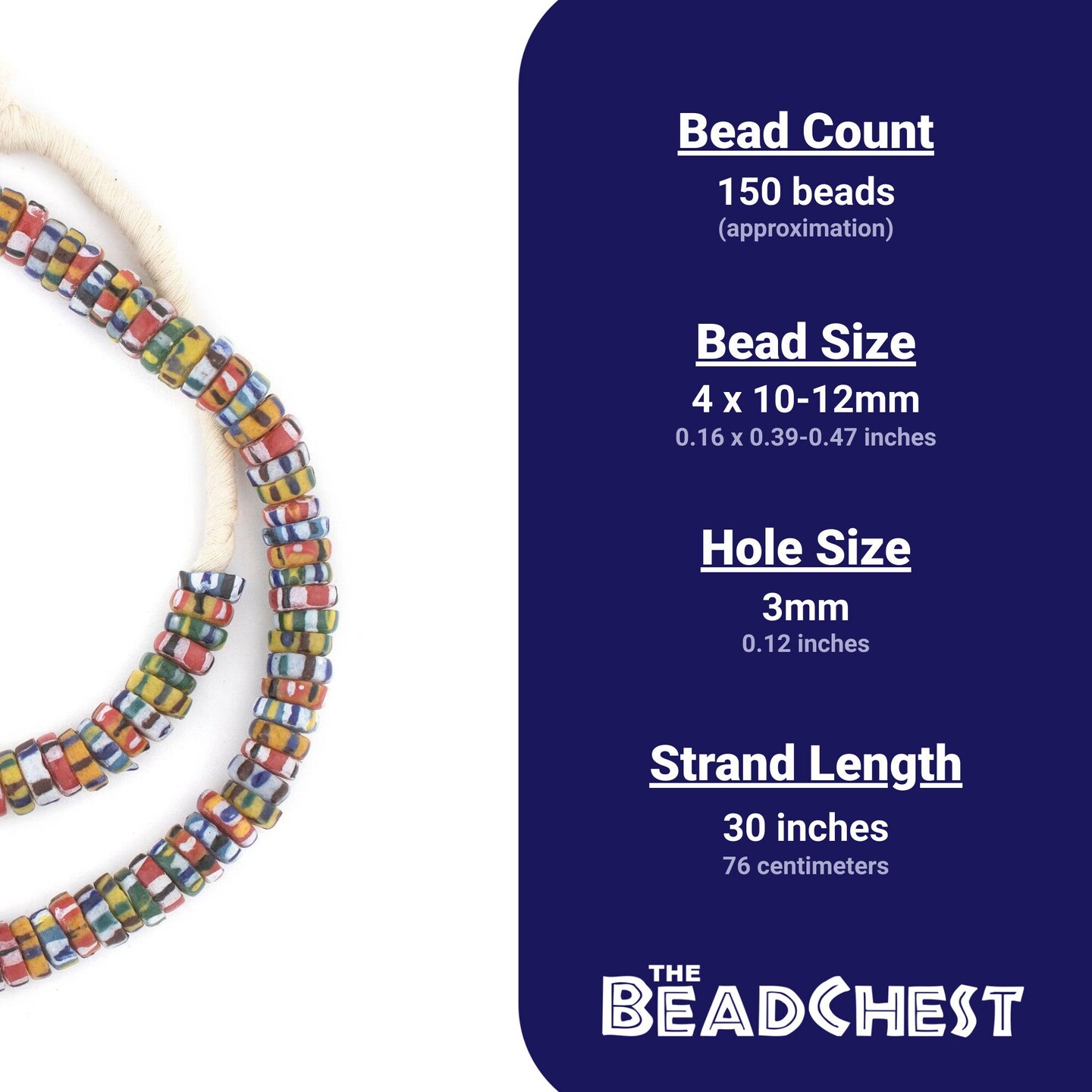The Bead Chest Mixed Chevron-Style Aja Krobo Beads (11mm)