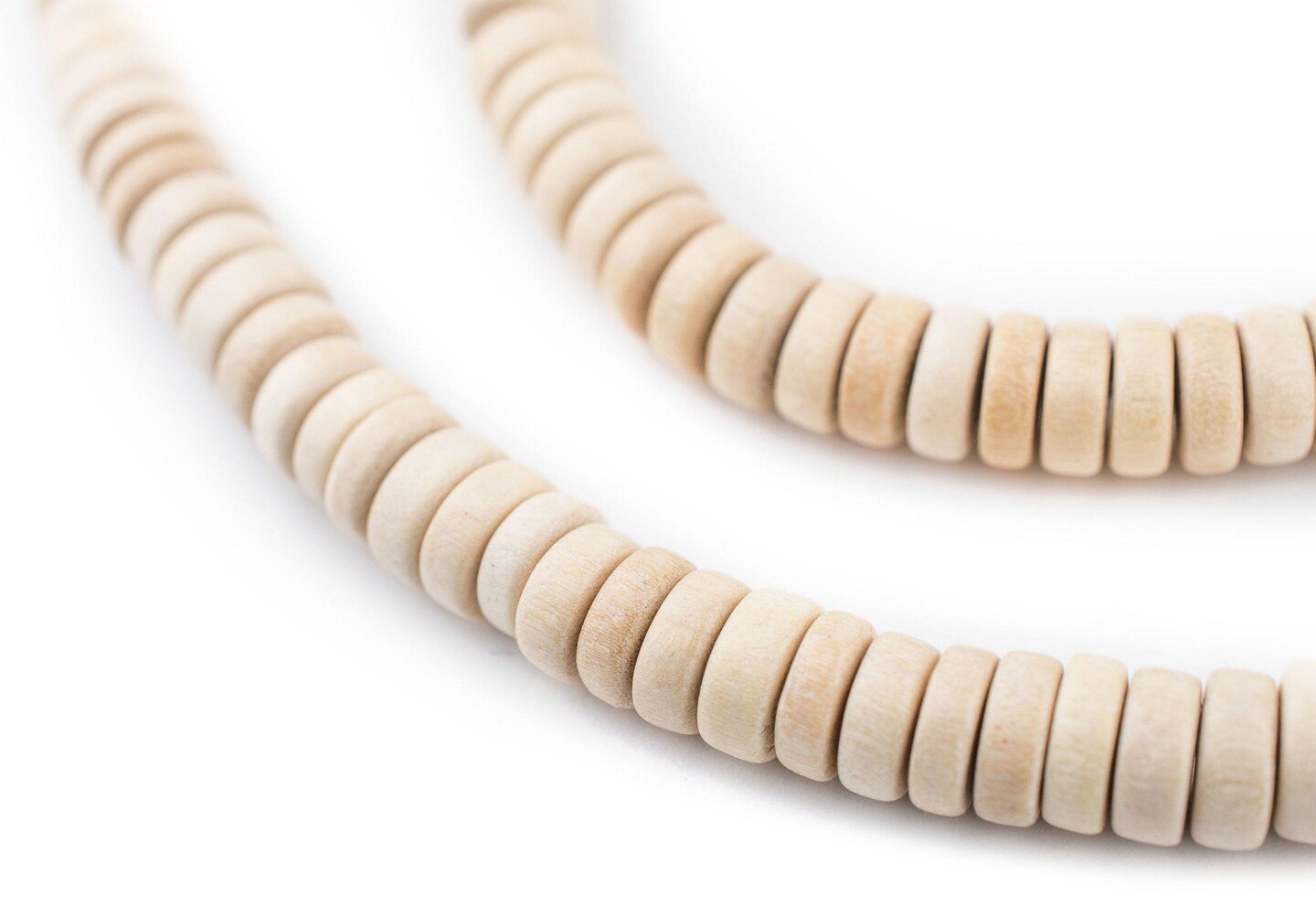 The Bead Chest Cream Disk Natural Wood Beads (4x8mm): Organic Eco-Friendly Wooden Bead Strand for DIY Jewelry, Crafts, Necklace and Bracelet Making