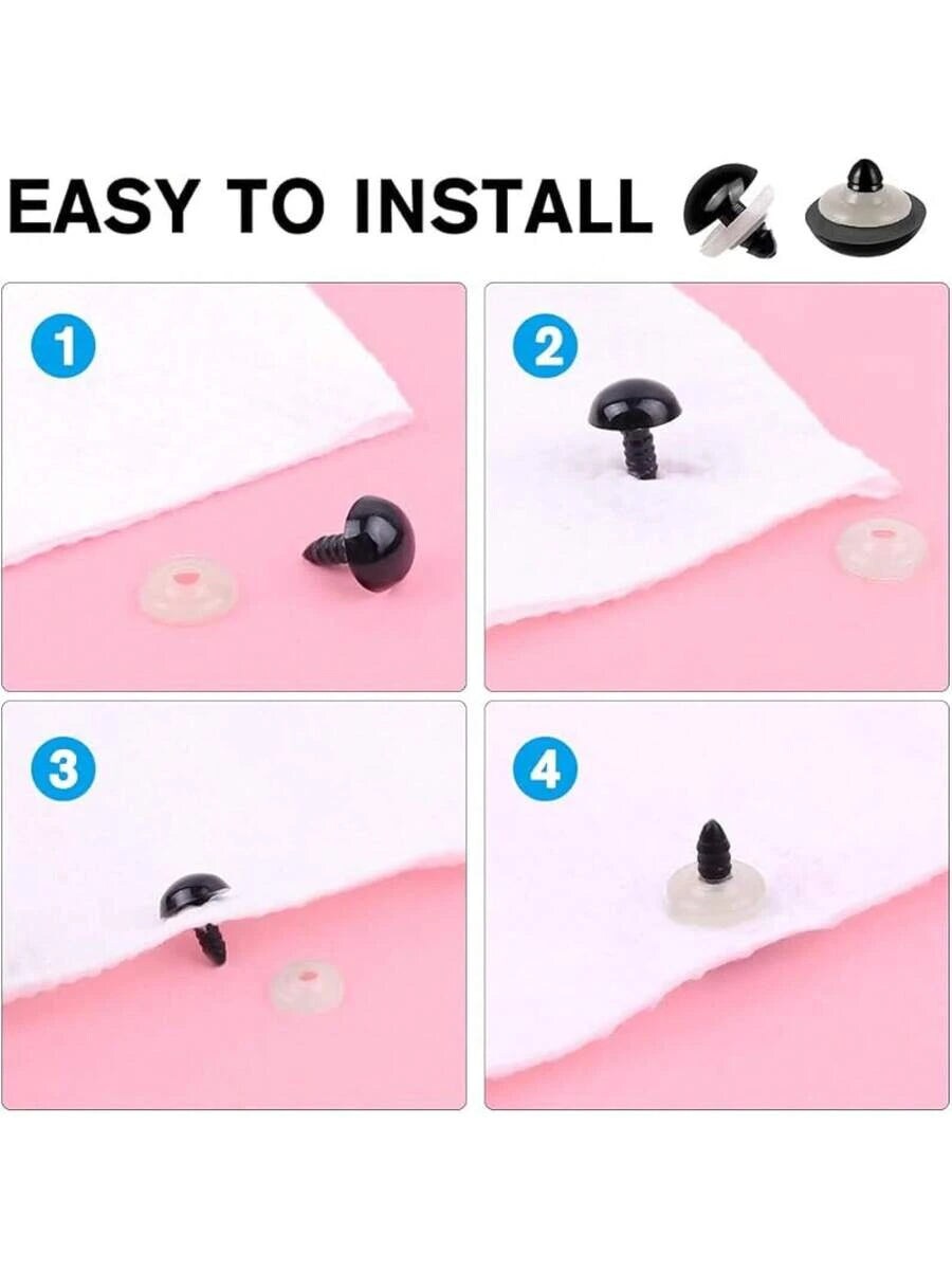 1100PCS Safety Eyes Noses for Crochet, 5-16mm Black Plastic Safety Eyes with Washers