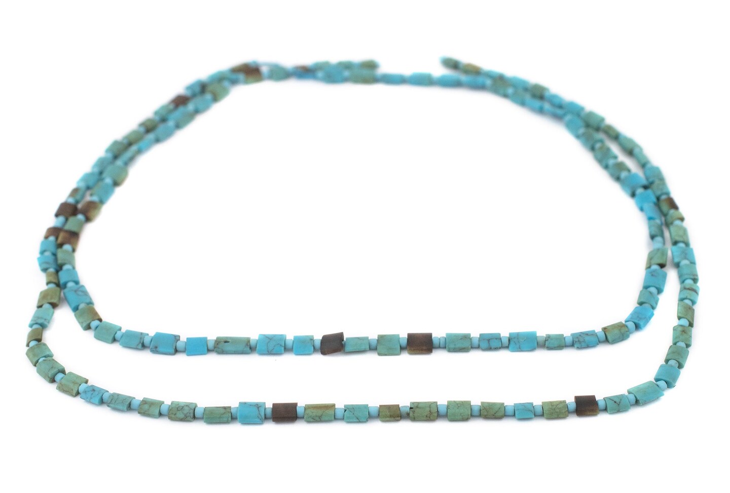 The Bead Chest Flat Turquoise-Style Afghan Stone Beads 5x3mm Afghanistan Blue 16 Inch Strand