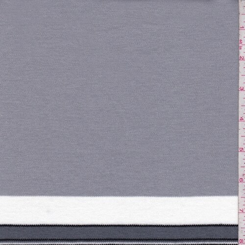 Pearl Grey/Dove/White Stripe Interlock Knit Fabric By the Yard