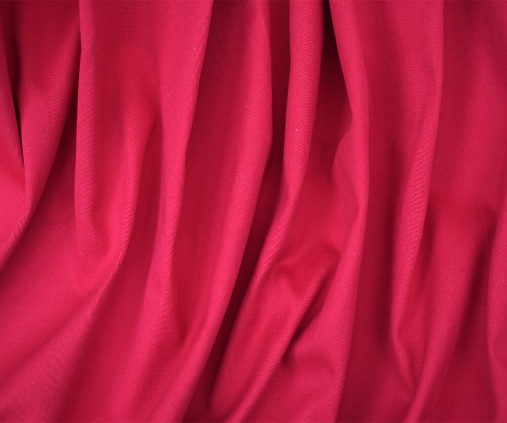 Hot Pink Cotton Twill Stretch Spandex Solid Twill Sateen Woven Fabric By the Yard