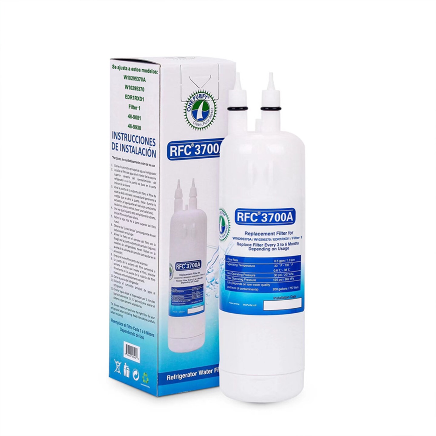 Water Purification Filter 6 Months Life 300 Gallon Capacity 5 Micron Leak-Free Design