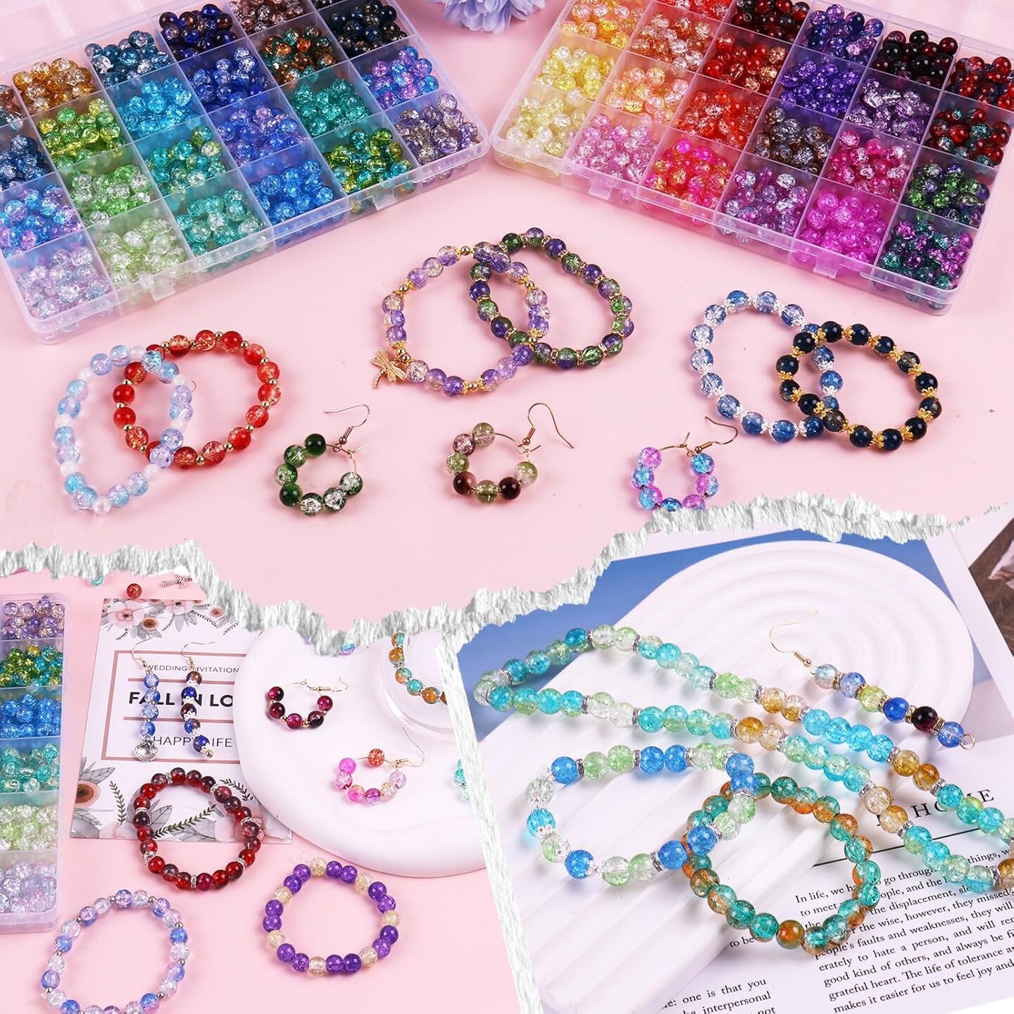1800PCS 8mm Crackle Glass Beads Bracelet Making Kit (crackle)