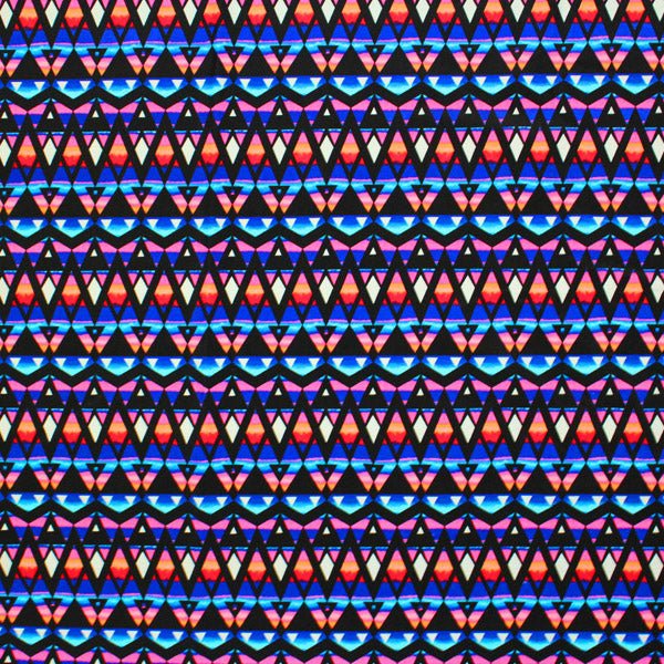 1 Yard Diamond Triangle Printed Spandex Fabric 4 Way Stretch Nylon for Swimwear 36 56 inch Width