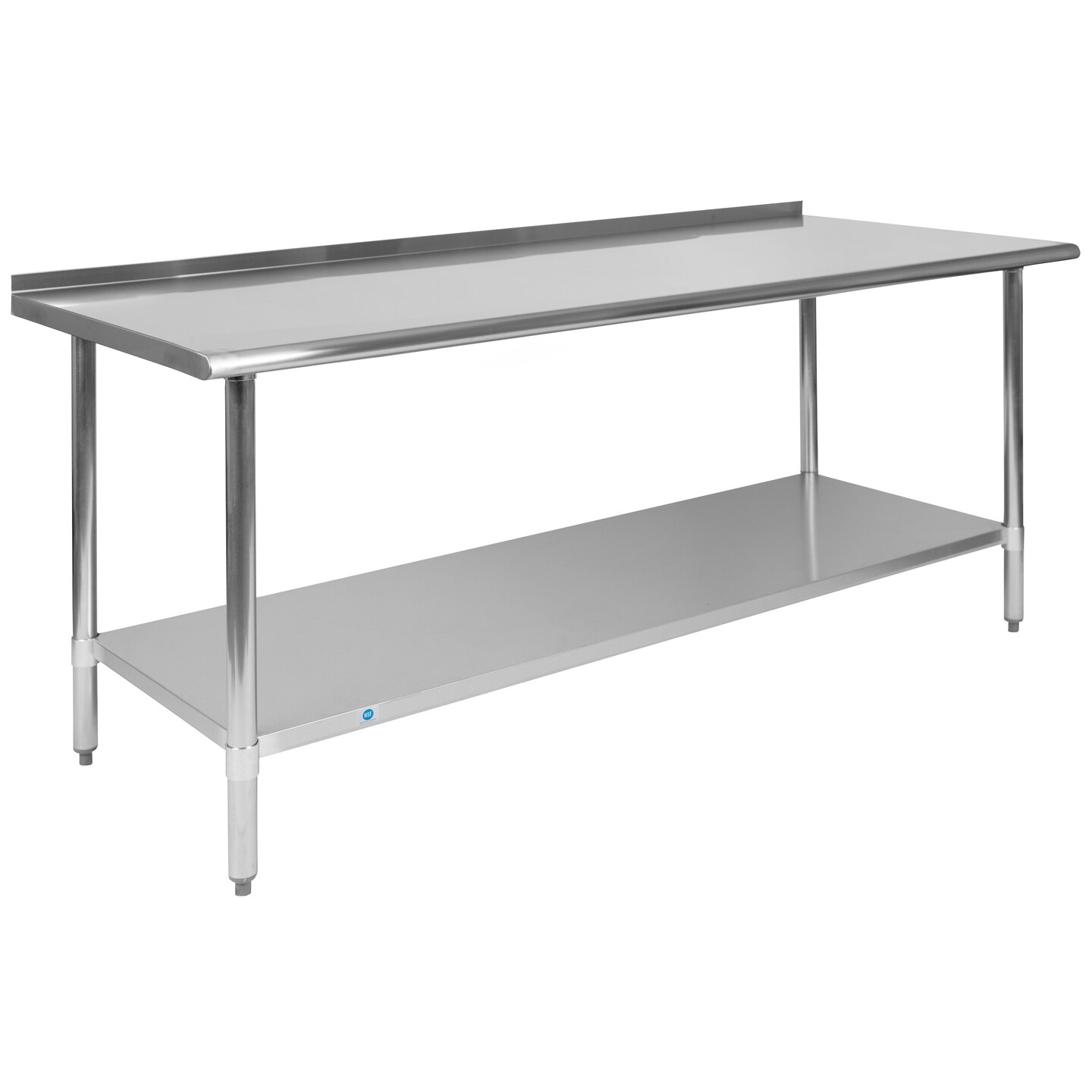Emma and Oliver Stainless Steel 18 Gauge Prep and Work Table with Backsplash and Shelf, NSF