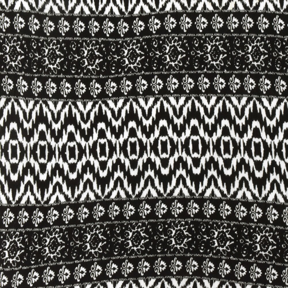 Black-White Pillar And Aztec Printed Rayon Stretch Jersey Knit Fabric By the Yard