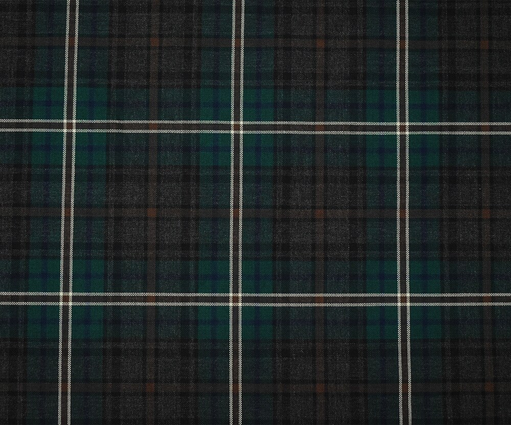 Brown-Green-Multi Wool Polyester Plaid Woven Shirting Fabric By the Yard