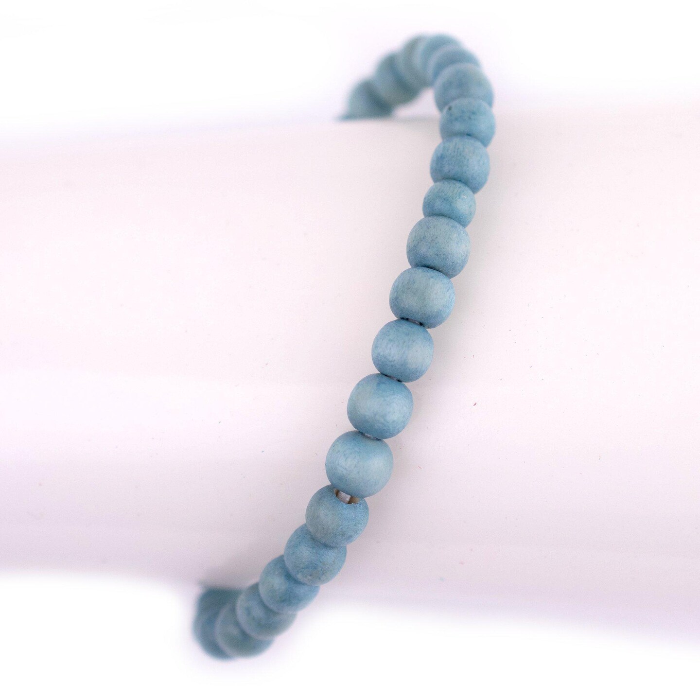 The Bead Chest Wood Stretch Bracelet, Light Blue - Stackable Beaded Jewelry, Unisex for Men & Women