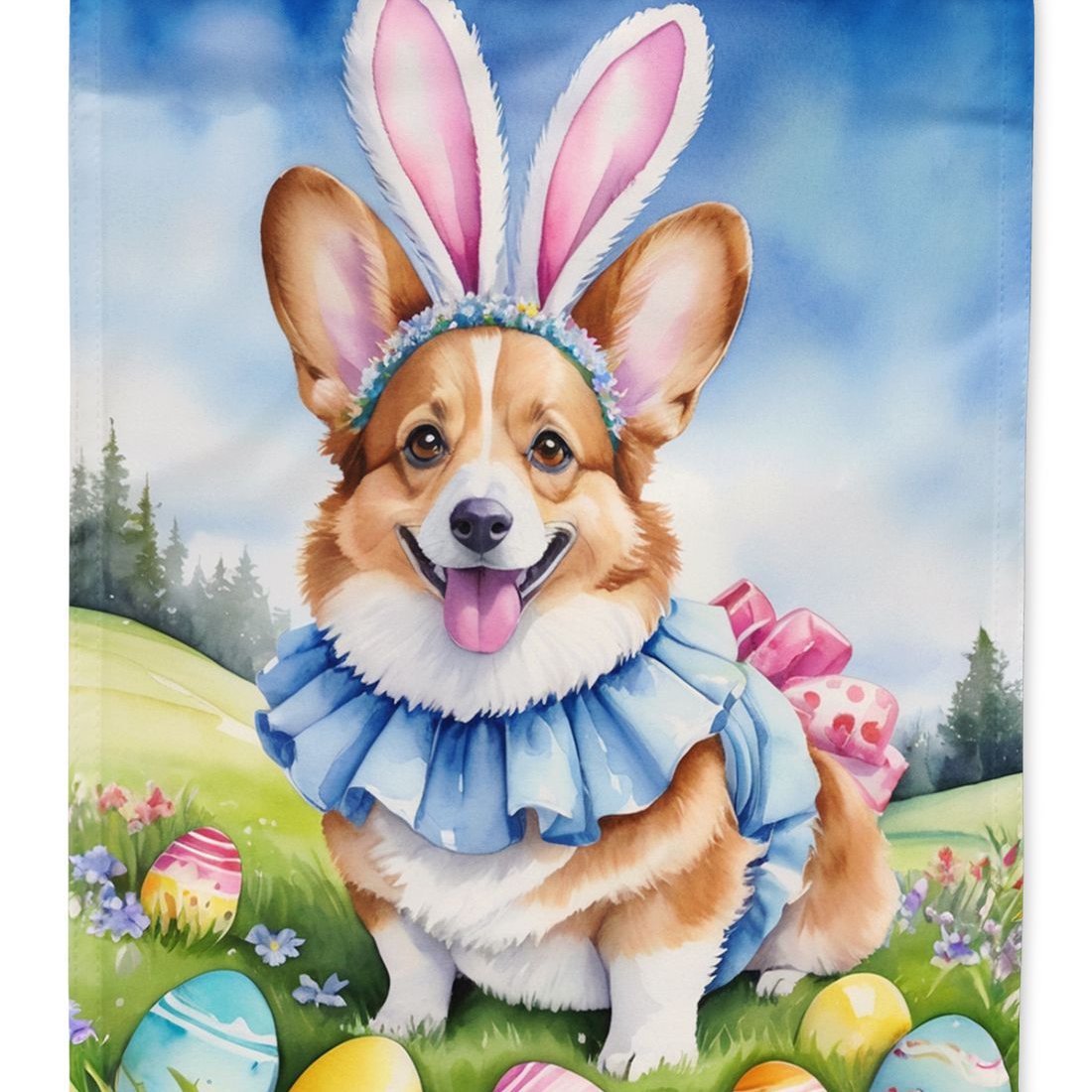 Edge Collections - 28" X 40" - Multicolor - Corgi Easter Egg Hunt Large - 1 Piece