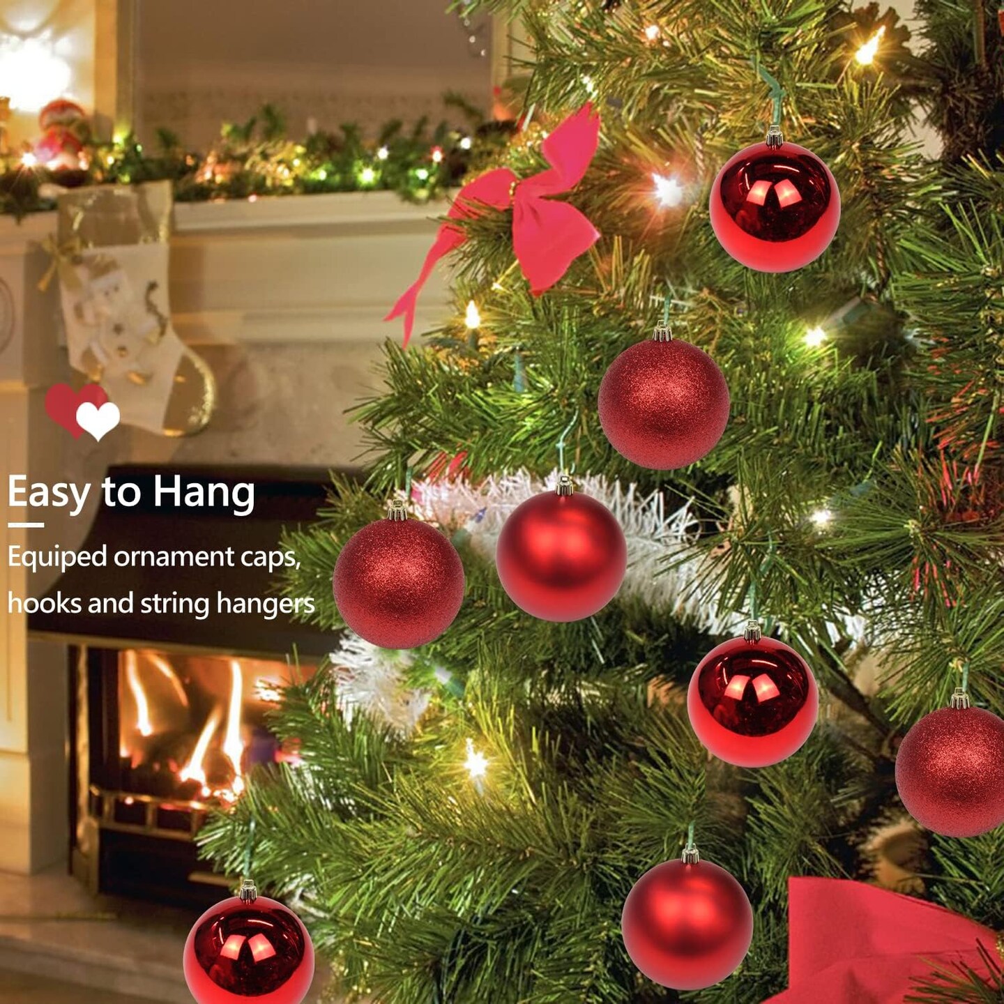 Large Christmas Balls Shatterproof Ornaments (Red)