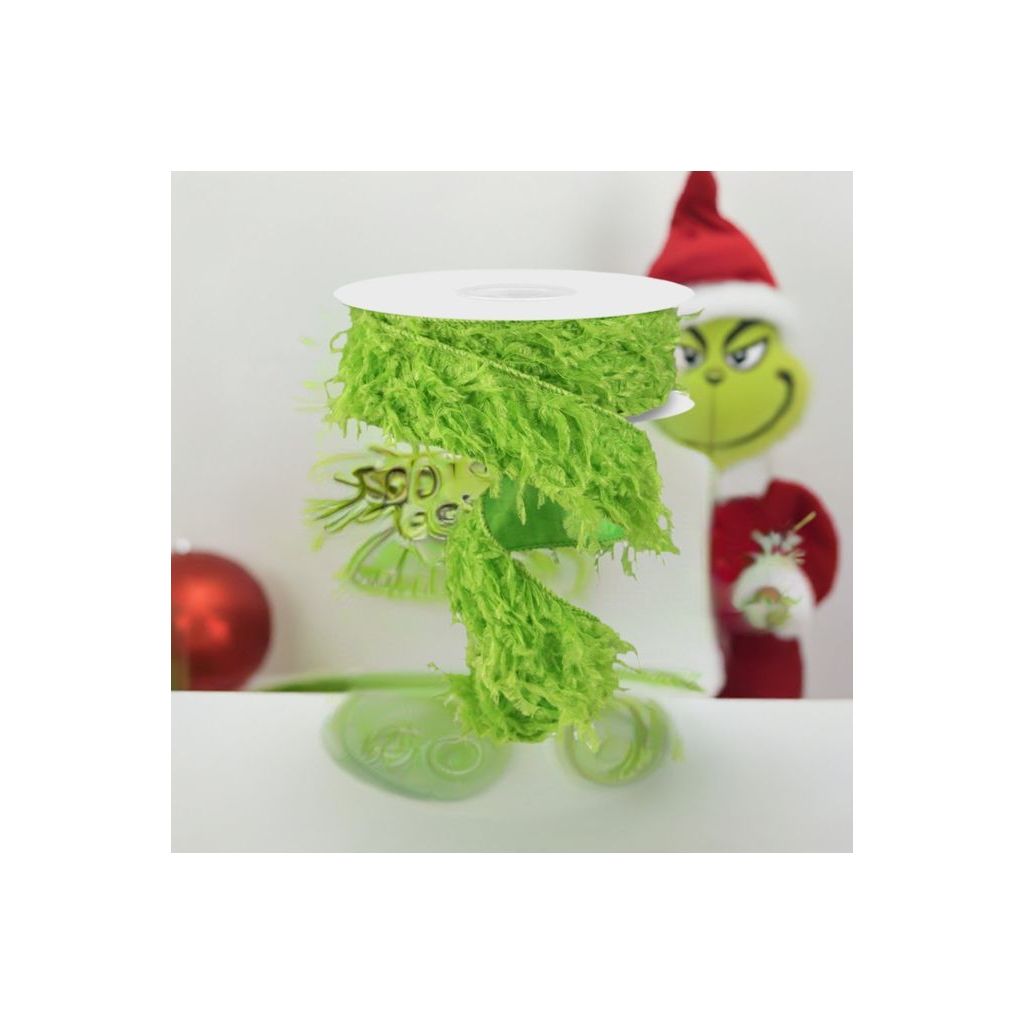 1.5&#x22; Furry Ribbon: Lime Green (10 Yards)