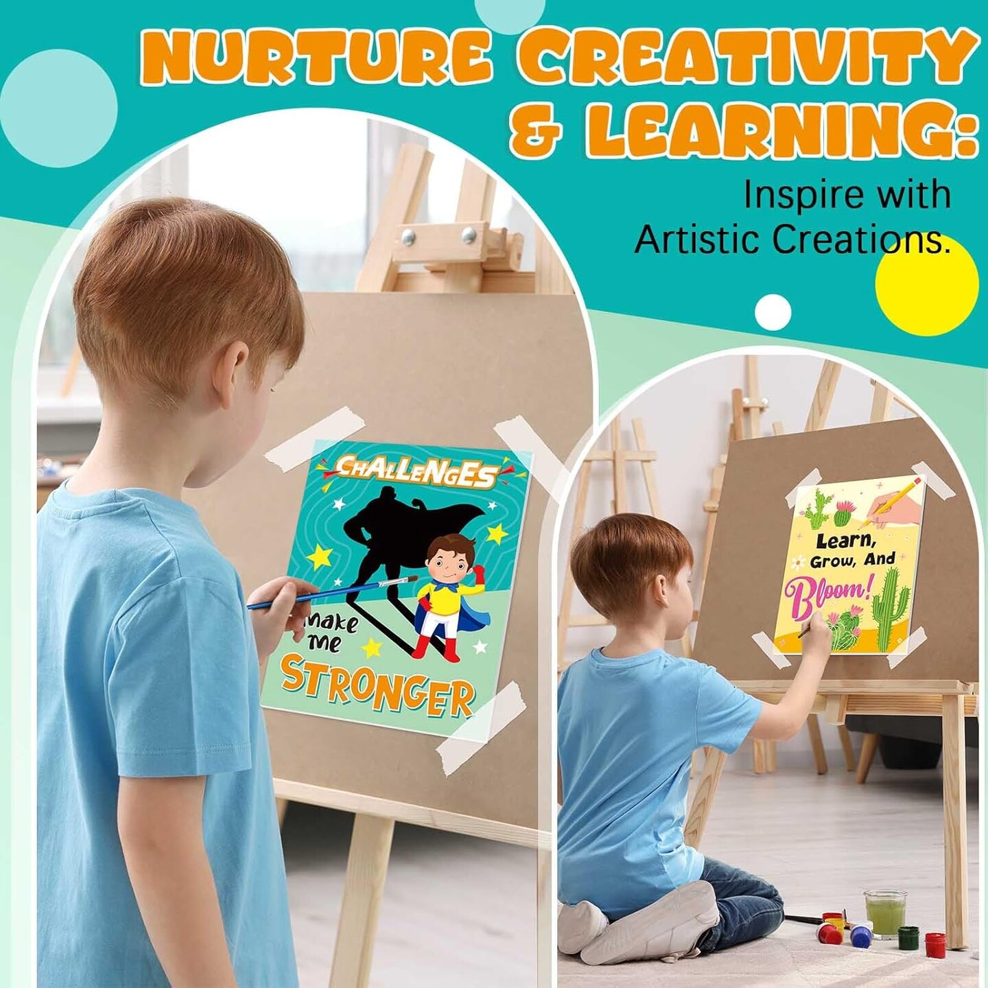 12-Pack Pre Drawn Canvas Painting Kit for Kids – 10 x 8 Inch Pre Printed Motivational Canvases, Cute Pictures to Paint, Ideal for Valentines, Party Favors, and DIY Art Activities (multicolor)