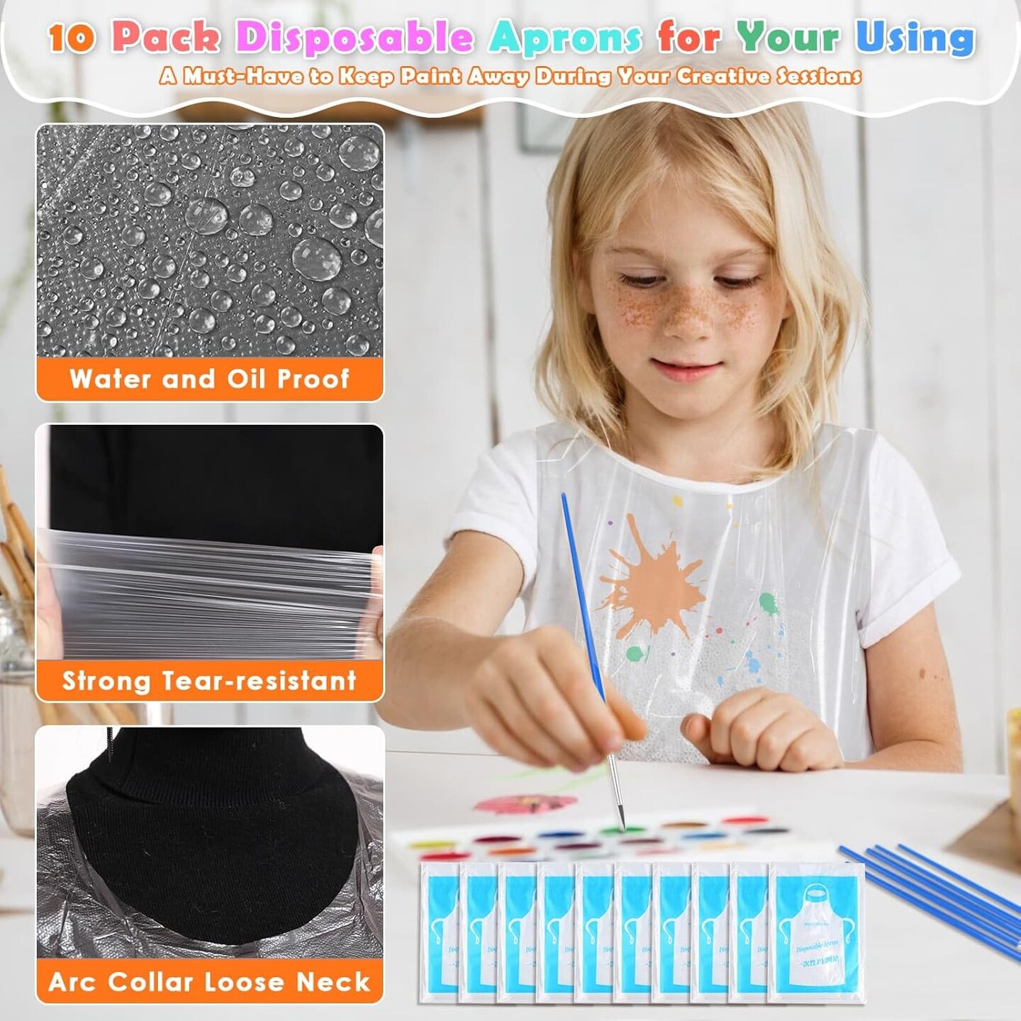 10-Pack 8x10 Inch Canvas & Easel Set – Mini Acrylic Paint & Brush Kit with Paint Trays, Disposable Aprons for Adults & Kids, Sip & Paint Party Supplies