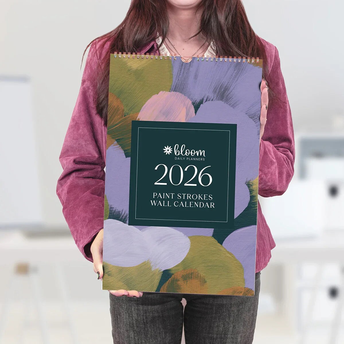 bloom daily planners 2026 Hanging Calendar, 11" x 17", Paint Strokes