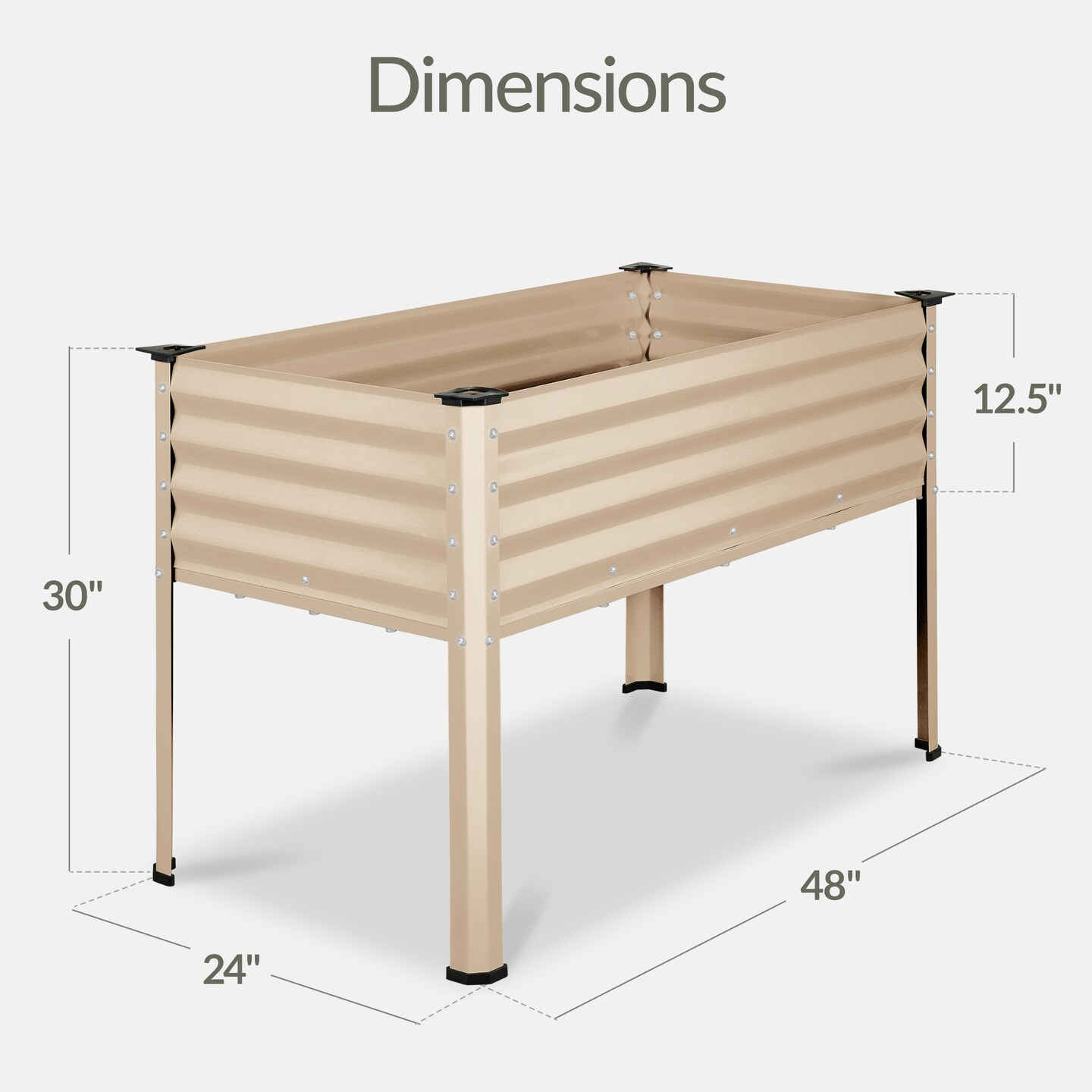 Best Choice Products 48x24x30in Elevated Galvanized Metal Garden Bed w/ Corner Protectors