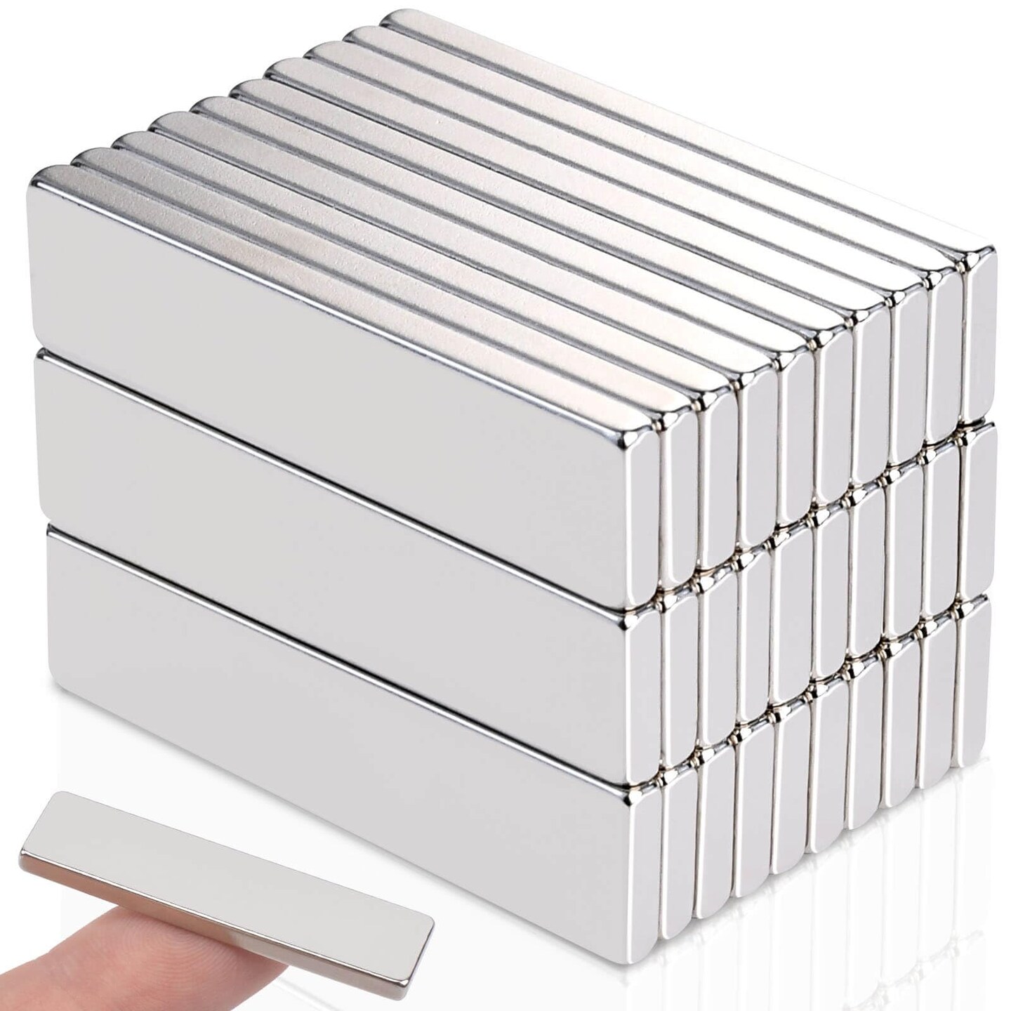Super Strong Neodymium Magnet Bar, 40X10X3mm Powerful Rare Earth Magnets Strip Heavy Duty, Small Rectangular Magnets Tiny for Fridge, Crafts, Science, Office, DIY, Pack of 30