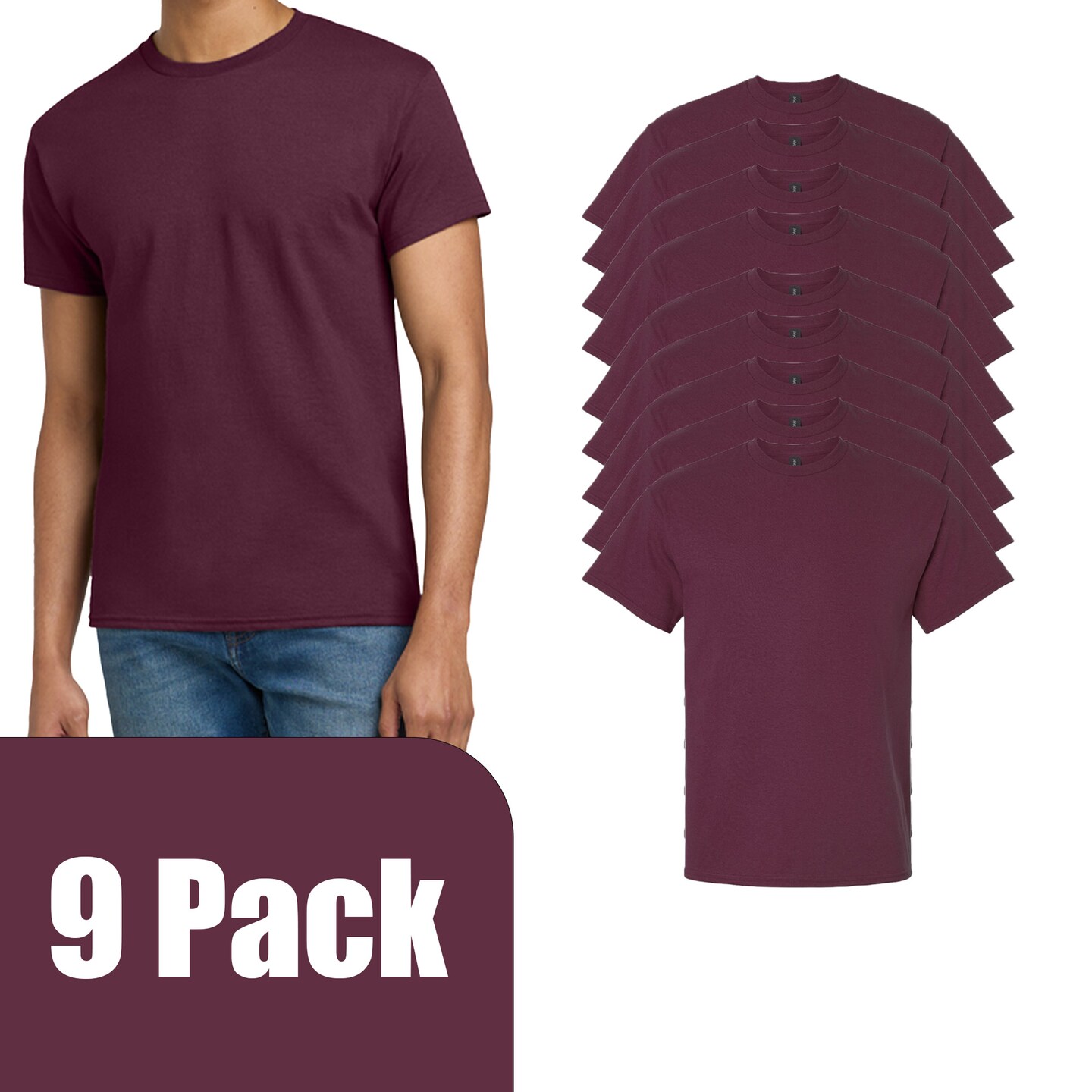 Gildan Ultra Cotton Maroon Short Sleeve T-Shirt Bundle for Heat Transfer, Crewneck Custom Printing Tee