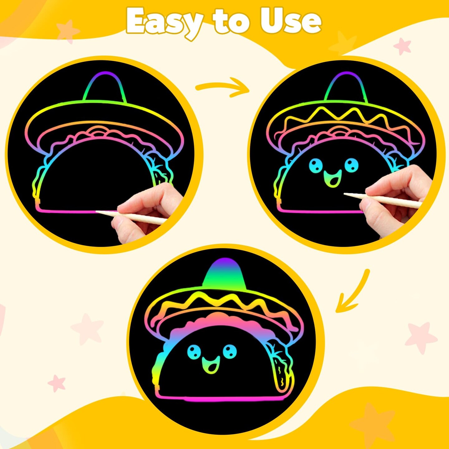 Scratch Rainbow Art Paper Set - 100Pcs Magic Scratch Off Art Craft Supplies Kits for Kids Girls Boys Black Scratch Notes Sheet Doodle Pad for Fun DIY Toy Return Gift Birthday Party Favors