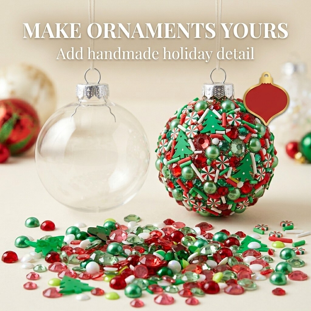 Christmas Craft Embellishment Bundle – 6-Pack Holiday Buttons, Beads & Sequins