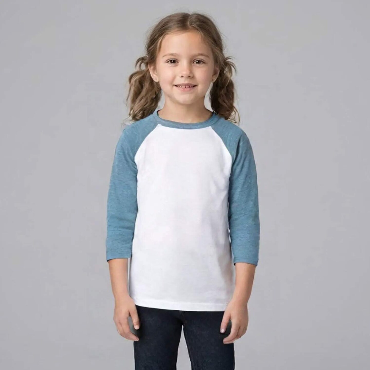 BELLA + CANVAS Youth Three-Quarter Sleeve Baseball Tee Raglan Cotton Blend Unisex Kids Sport T Shirt