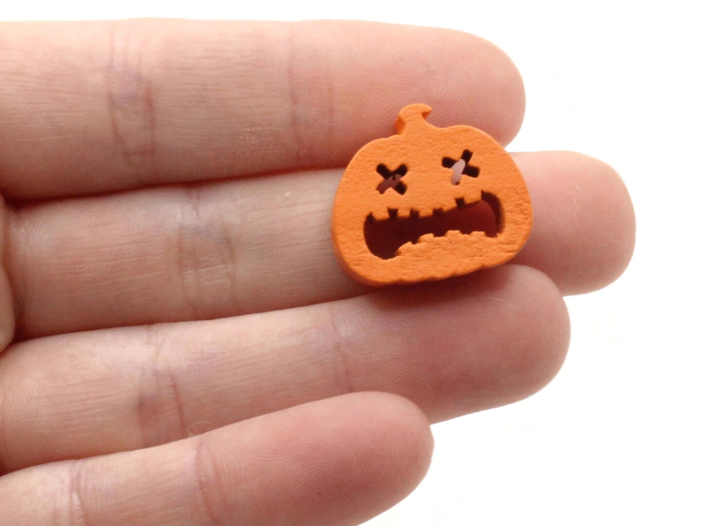 12 20mm Wooden Orange Pumpkin Beads Jack O' Lantern Halloween Beads to String
