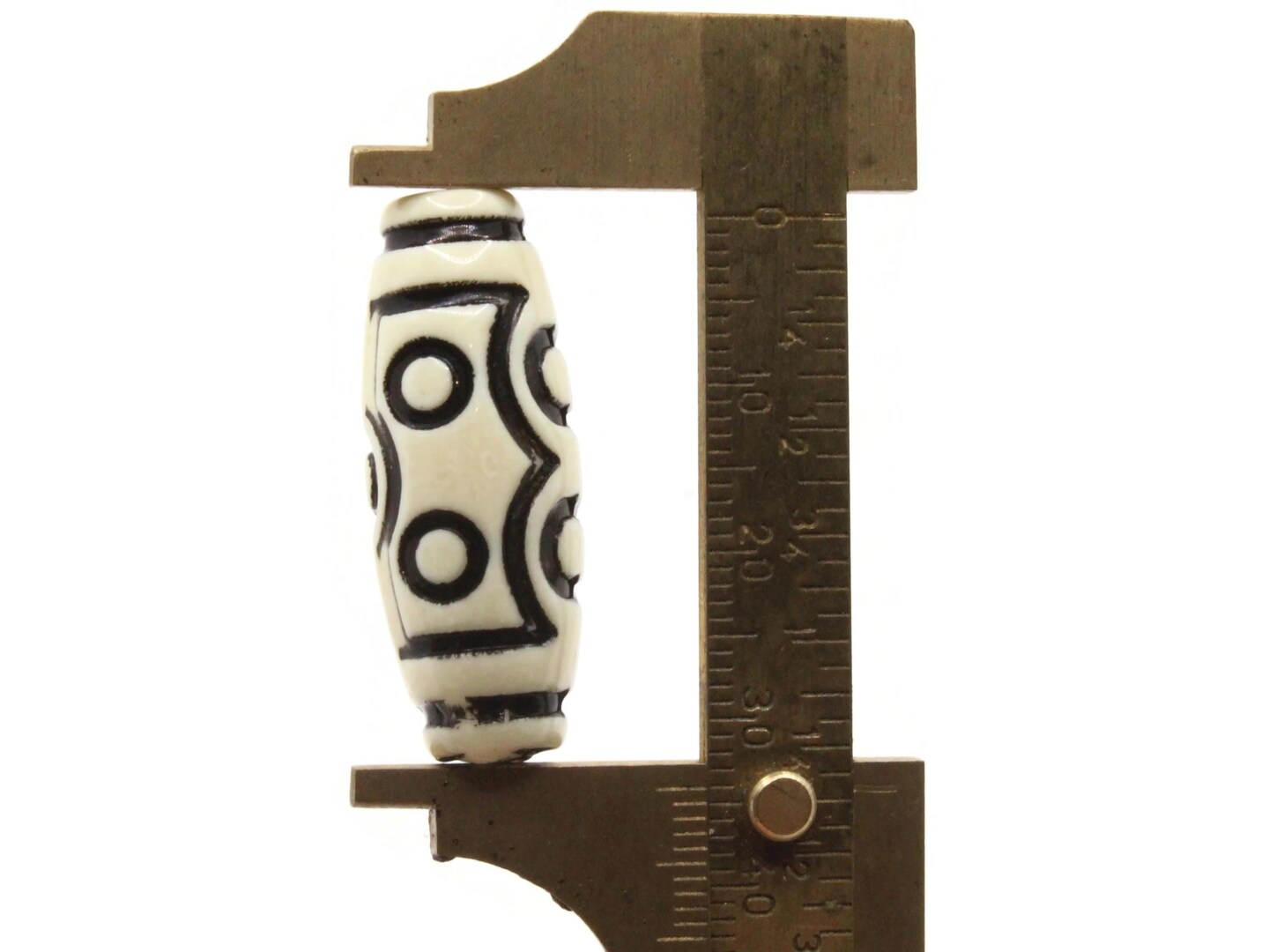 5 34mm White and Black Patterned Plastic Tube Beads