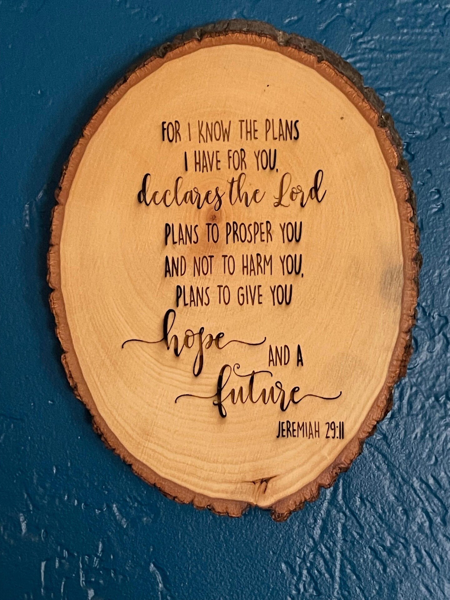 Jeremiah 29:11 Laser Engraved Wooden Plaque Inspirational Bible