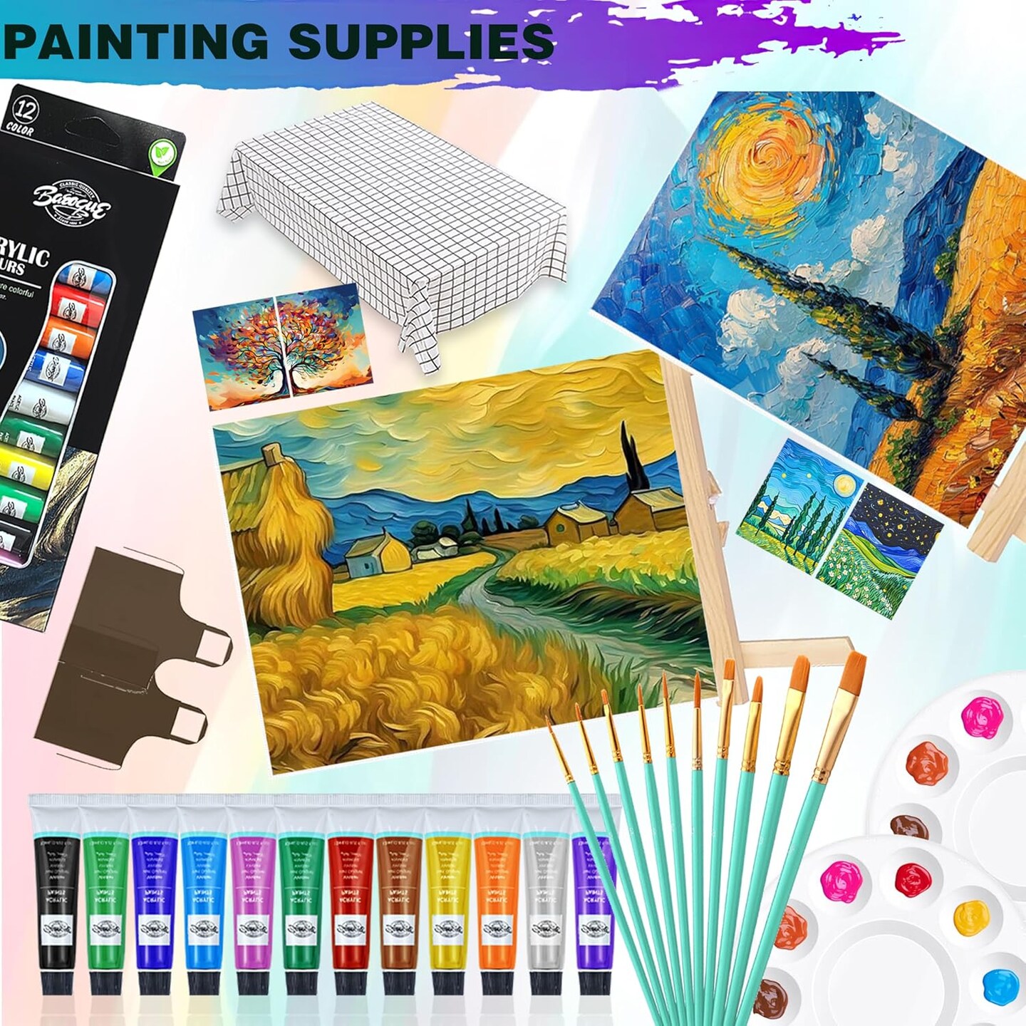 2 Pack Couples Painting Kit Date Night, 10&#x22;x12&#x22; Sip and Paint Kit for Adults,pre Drawn Canvas,Perfect for Beginners, Art Enthusiasts, and Painting Parties.