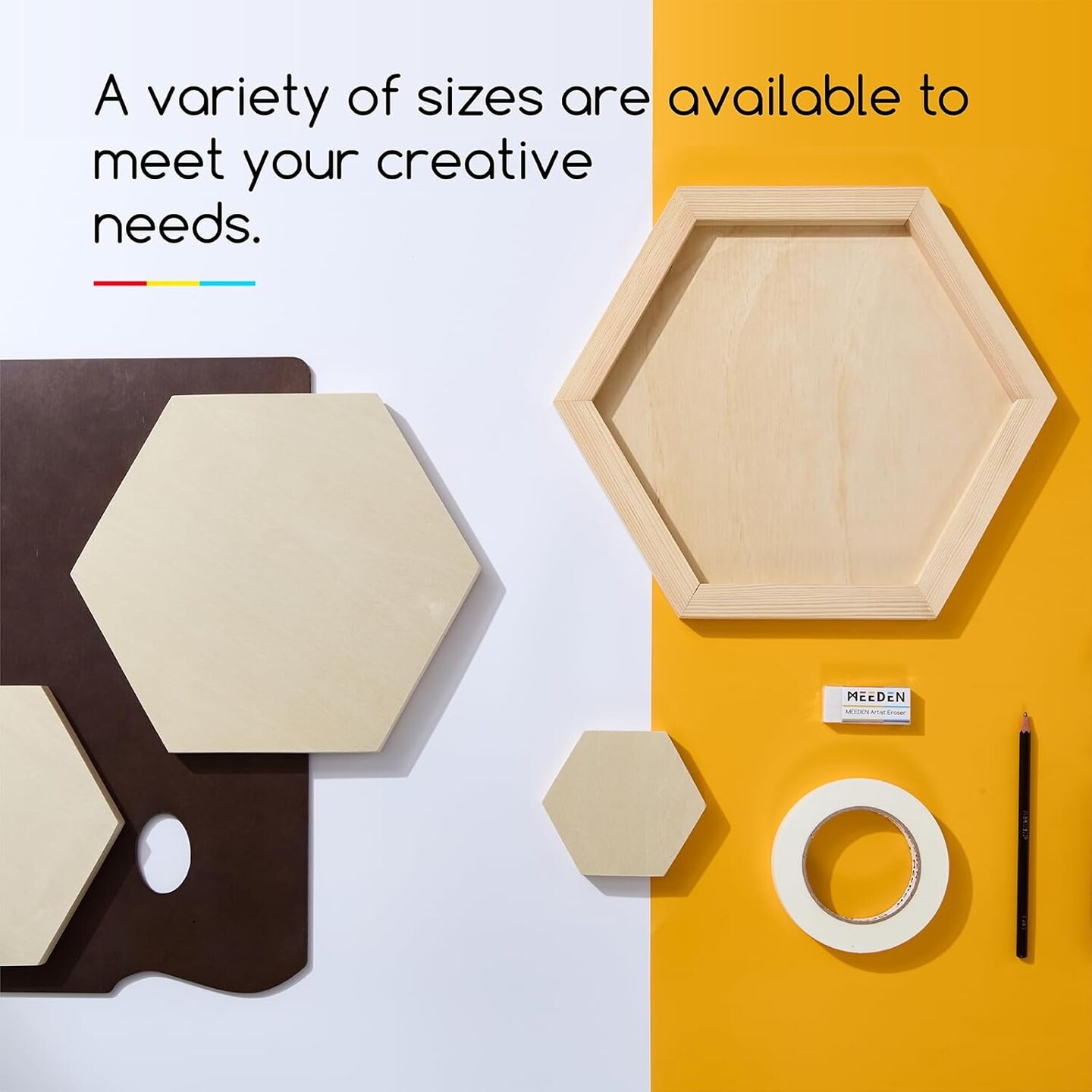 Hexagon Wood Canvas Panels: 3/4" Deep Wooden Canvas Panels - 4-Pack Cradled Wood Art Boards for Pouring Art, Crafts, Painting (8x9 inches)