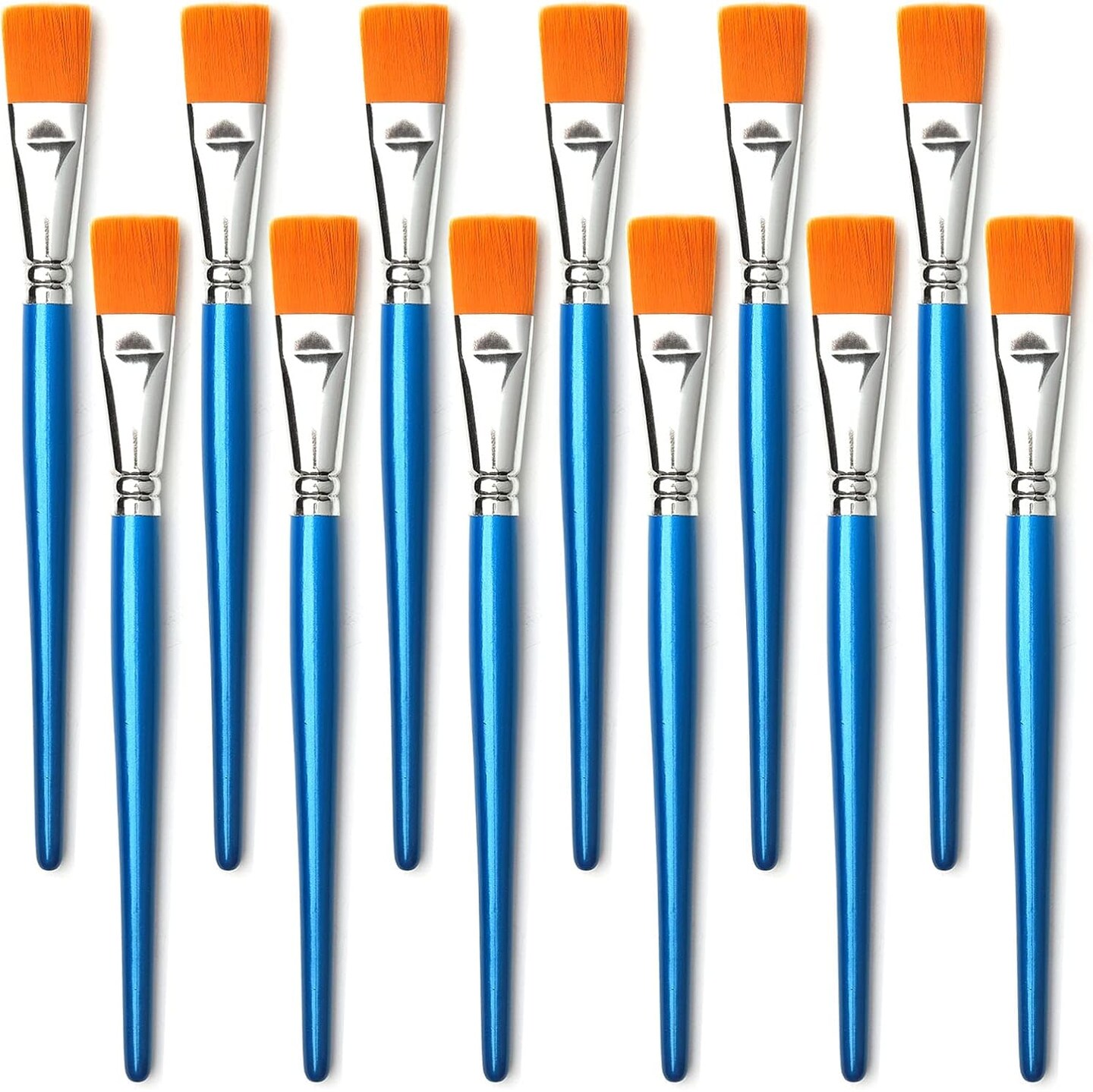 1 inch Flat Paint Brushes for Acrylic Painting,12 Pieces Large Synthetic Paint Brushes Bulk with Wooden Handle for Acrylic, Watercolor, Oil, Crafts, Face Body Art Robin
