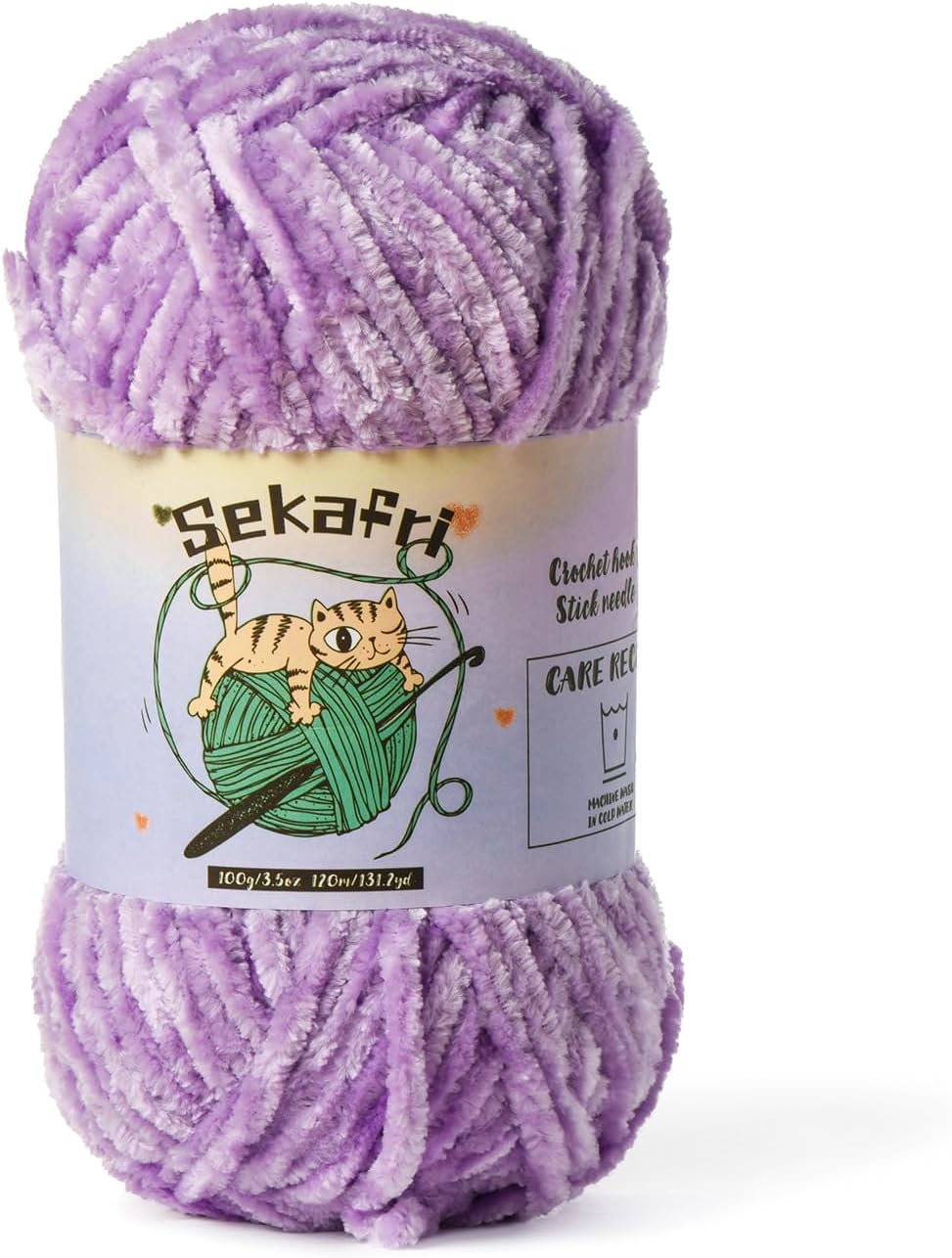 Fuzzy Chenille Yarn - Light Purple (100 g/131yds)