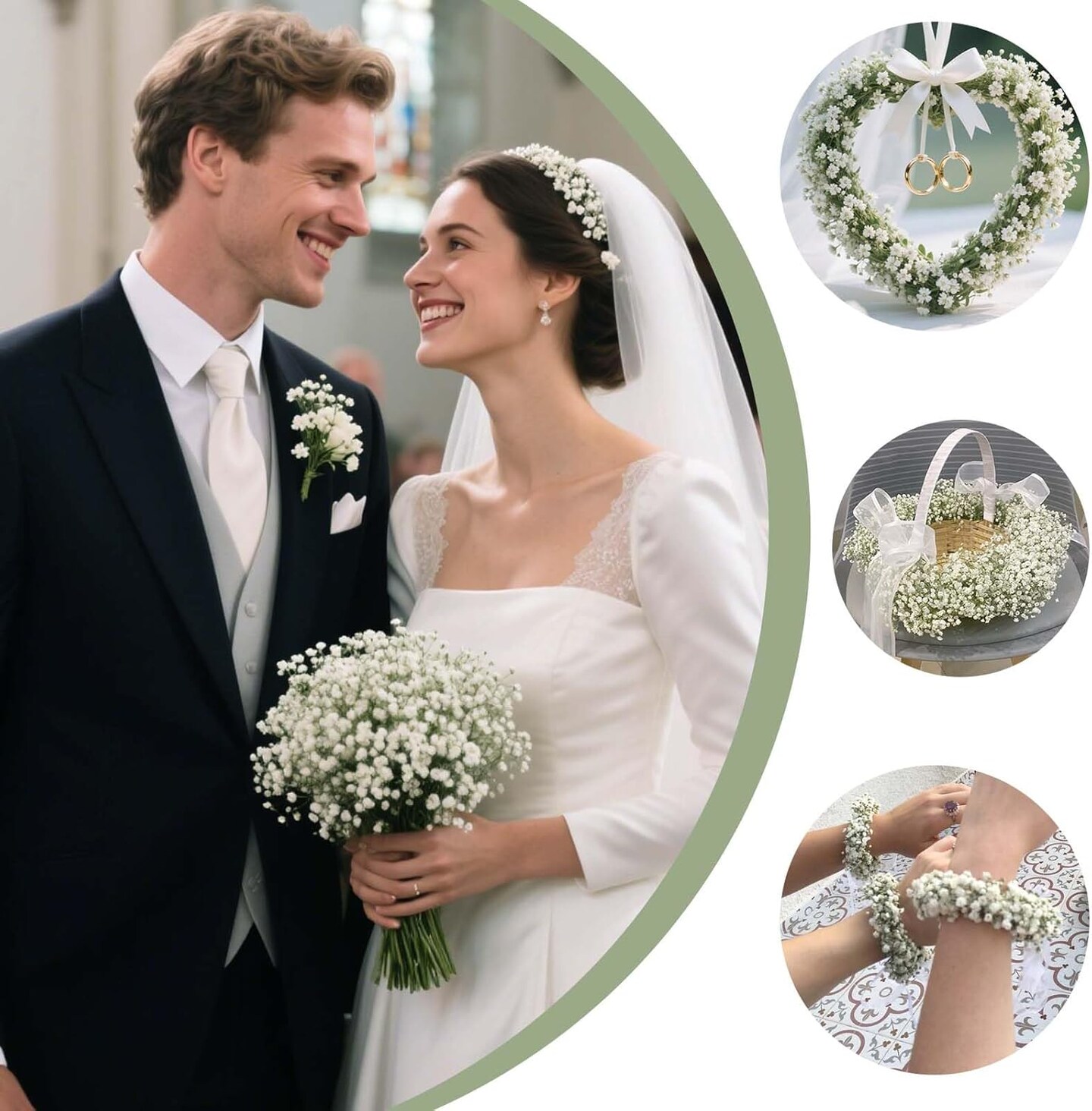 36pcs Babys Breath Artificial Flowers Bulk White for Wedding Bouquets (White) 11.02"H