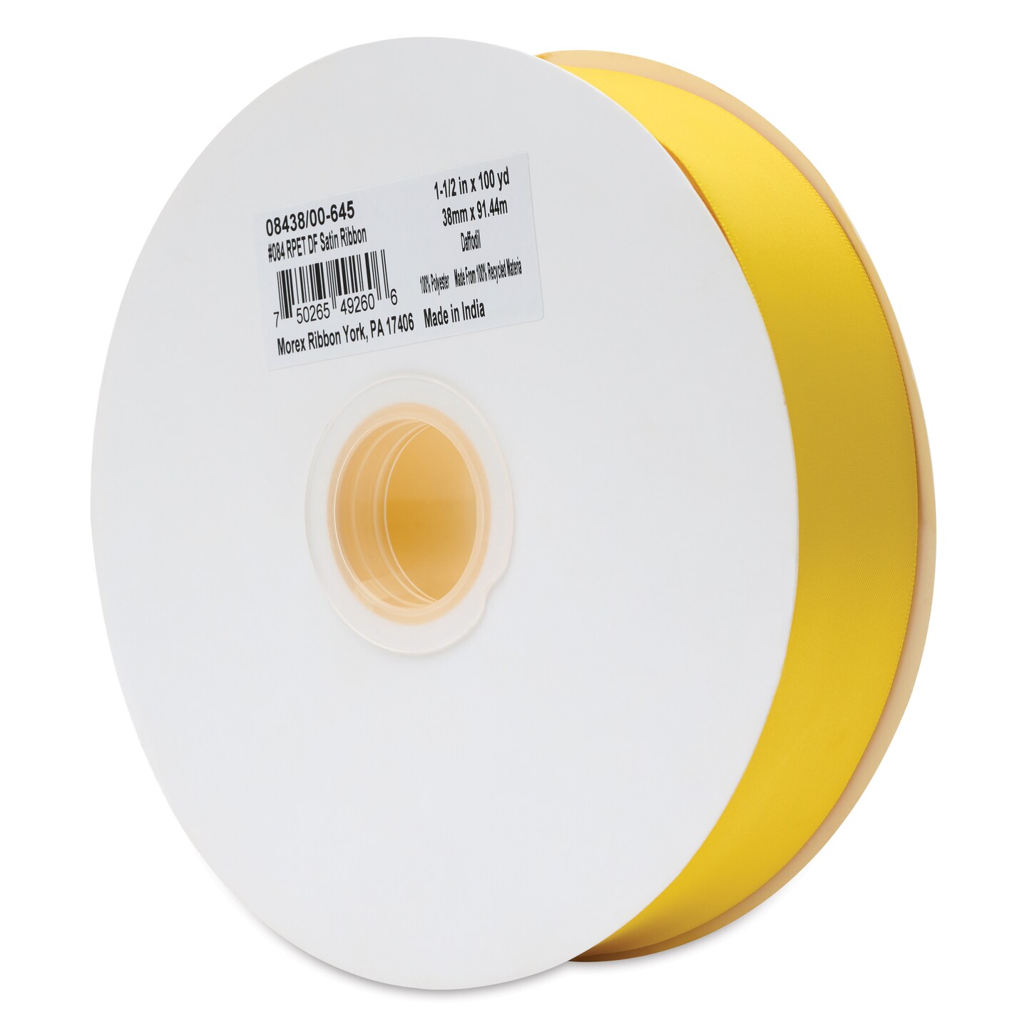 Morex Recycled Double Faced Satin Ribbon - Daffodil, 1-1/2&#x22; x 100 yd