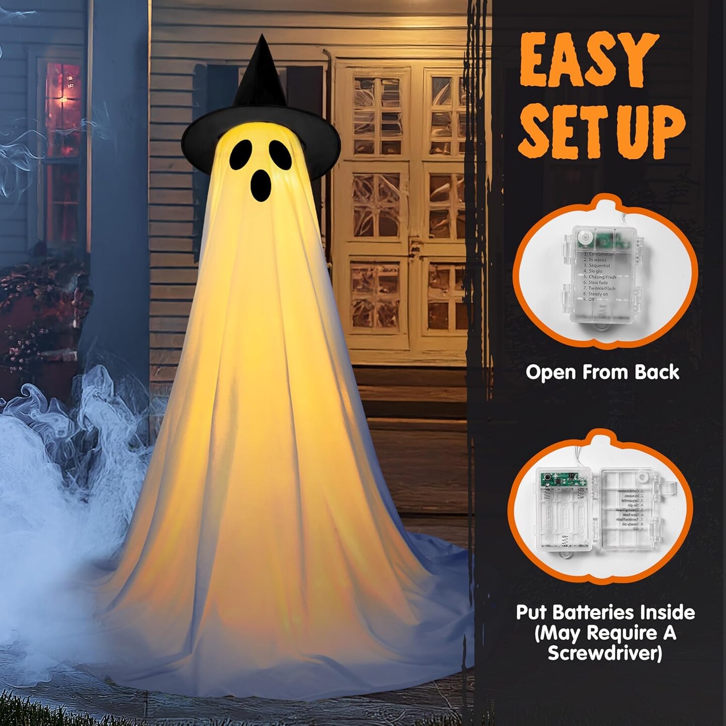 2 Packs 47&#x27;&#x27; Halloween Decorations Outdoor Standing Ghost
