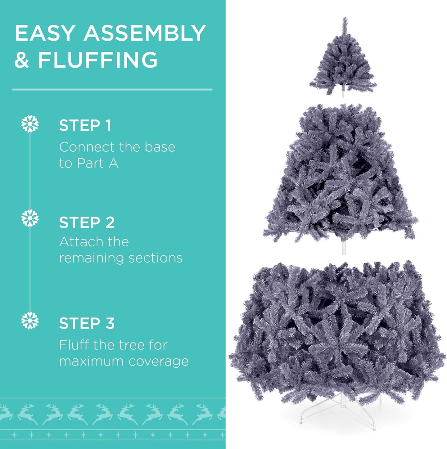 Artificial Christmas Tree Hinged Pine with 250 Lights, 1,000 Tips &#x26; Foldable Base Pre-Lit Outdoor Holiday Decor