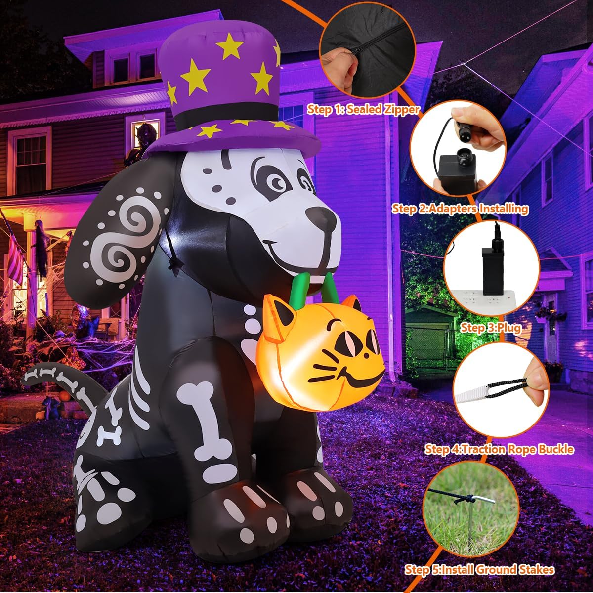 5.5 FT Tall Halloween Inflatables with Built-in LED Outdoor Decorations