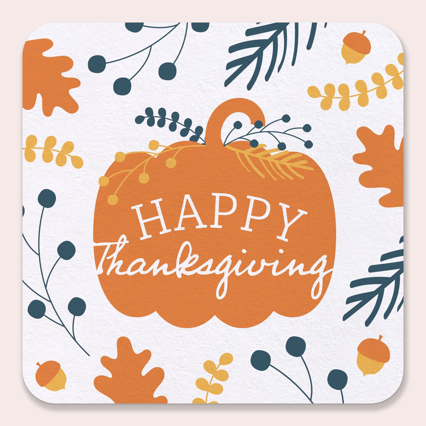 Big Dot of Happiness 25 Ct Happy Thanksgiving Drink Coasters, 4-Inch Disposable Square Paper Coasters for Fall Harvest Party Decoration