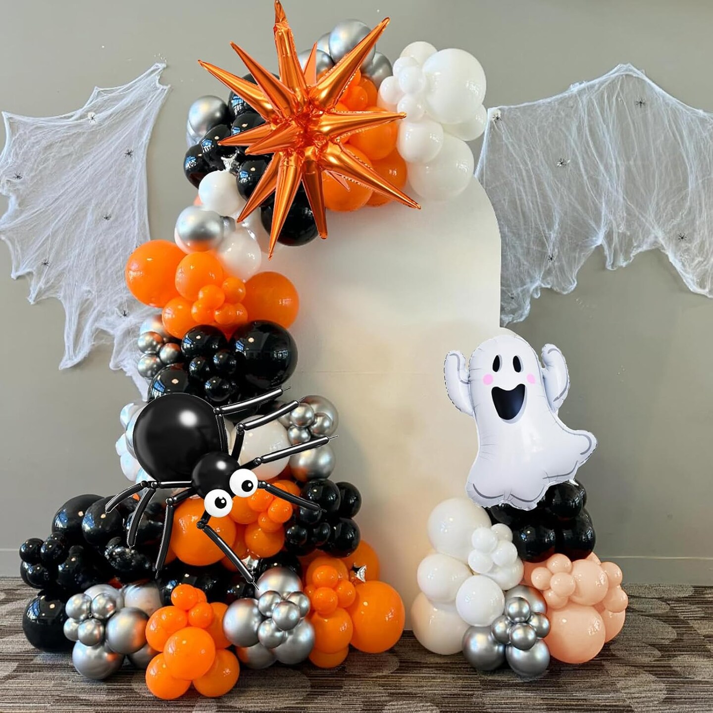 Halloween Balloons Garland Arch Kit(Black Orange Sliver)